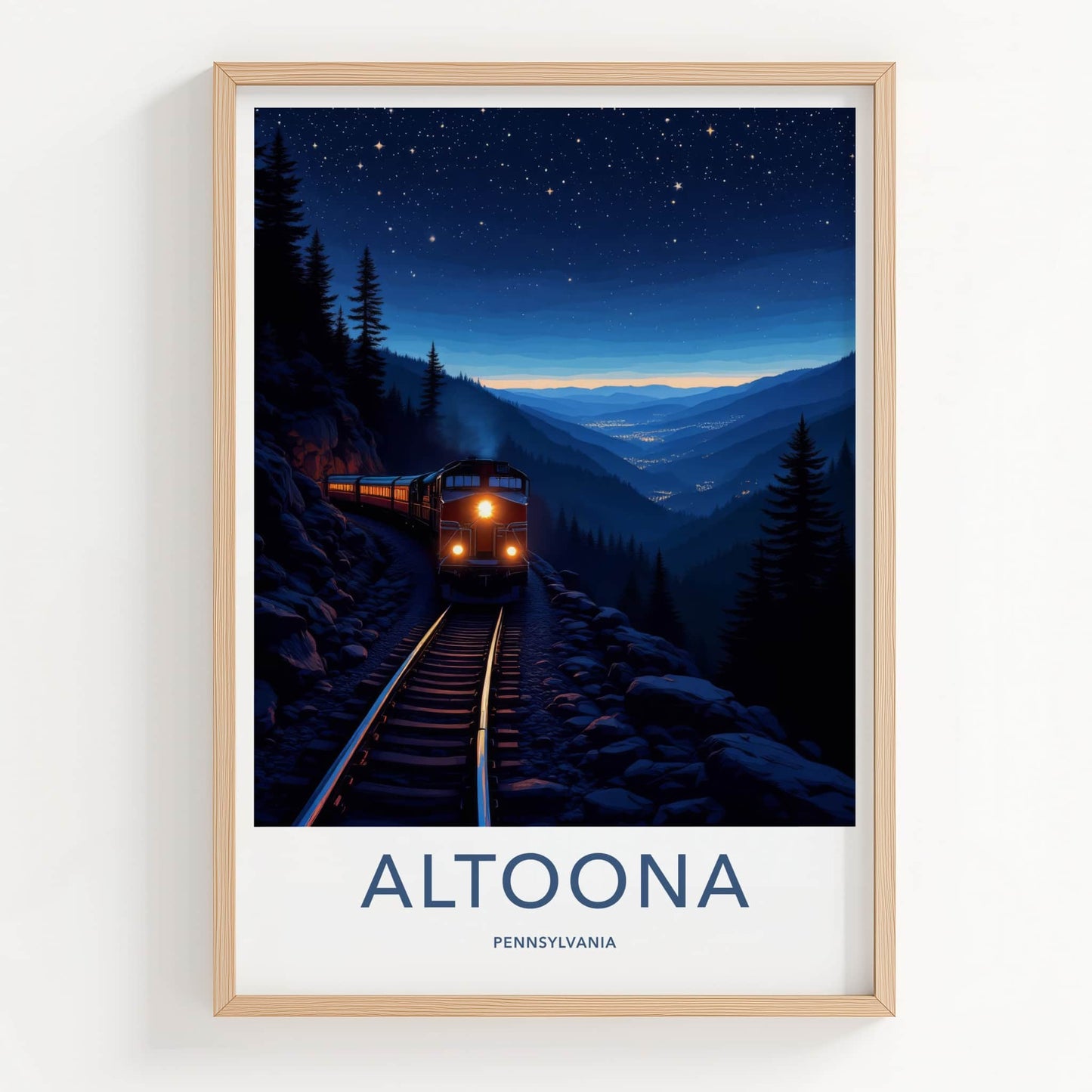 Altoona Poster - Pennsylvania Wall Art - Starry Night Train Home Decor