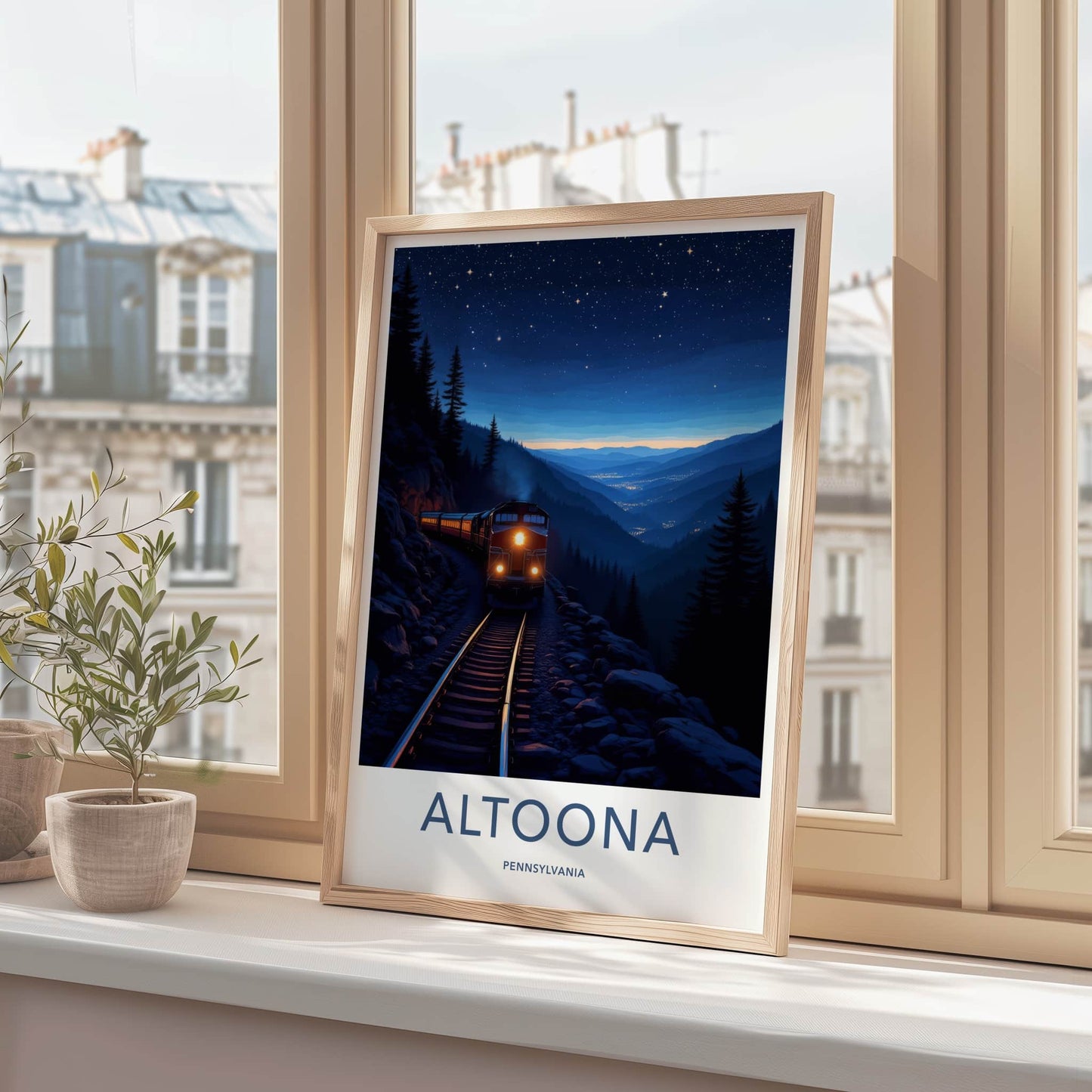 Altoona Poster - Pennsylvania Wall Art - Starry Night Train Home Decor
