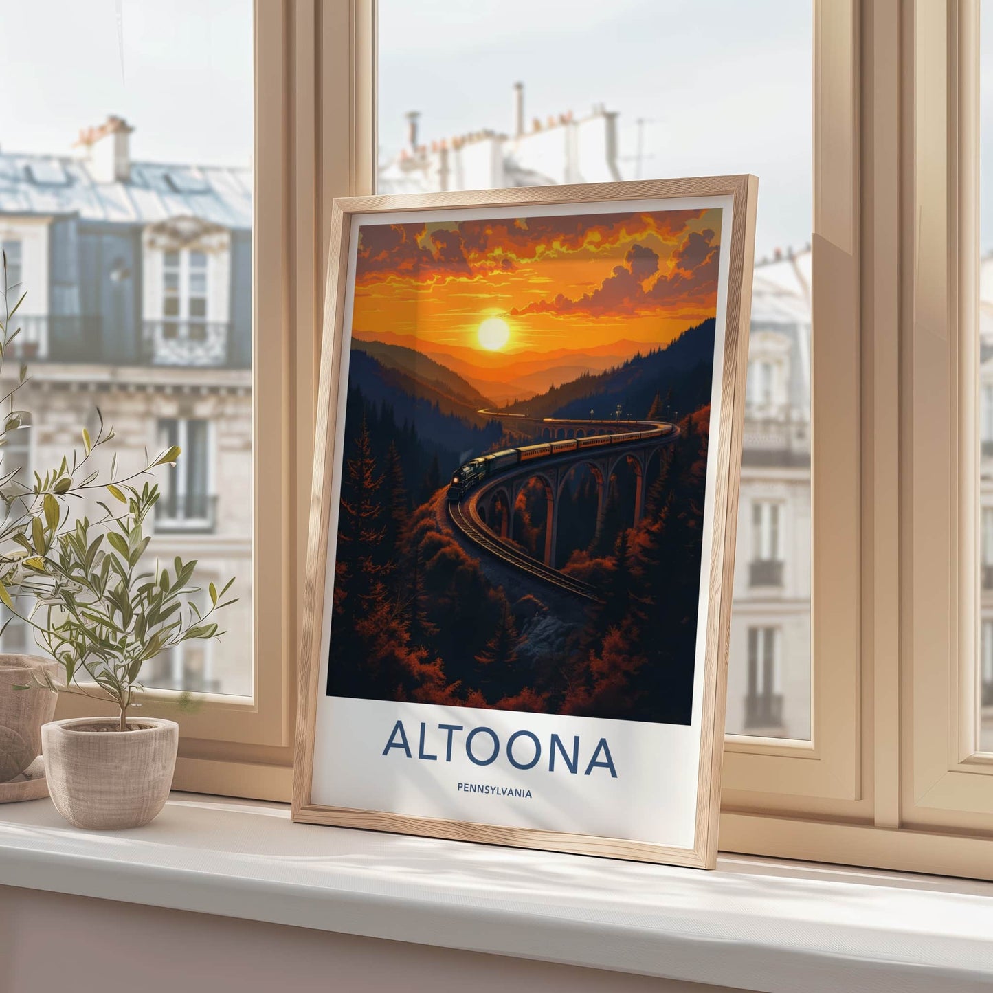 Altoona Poster - Pennsylvania Wall Art - Sunset Train Viaduct Home Decor