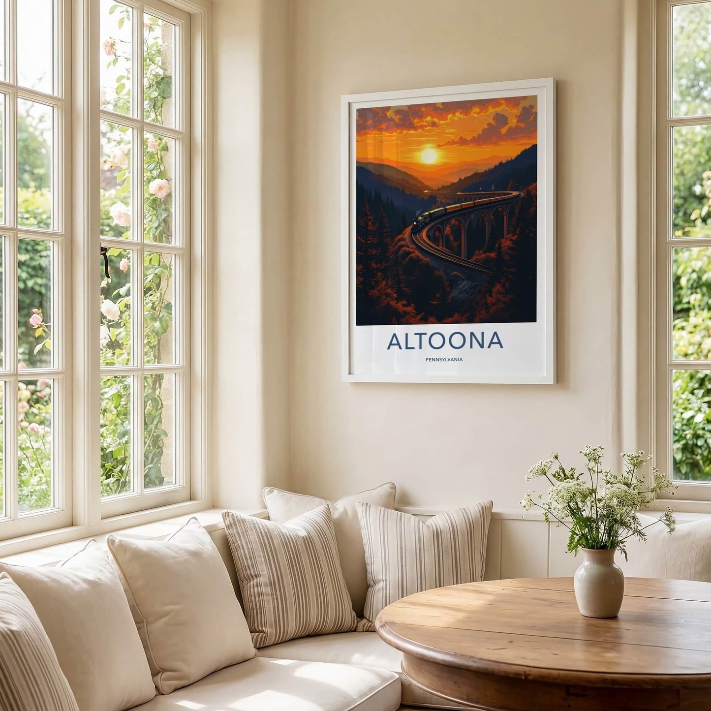 Altoona Poster - Pennsylvania Wall Art - Sunset Train Viaduct Home Decor