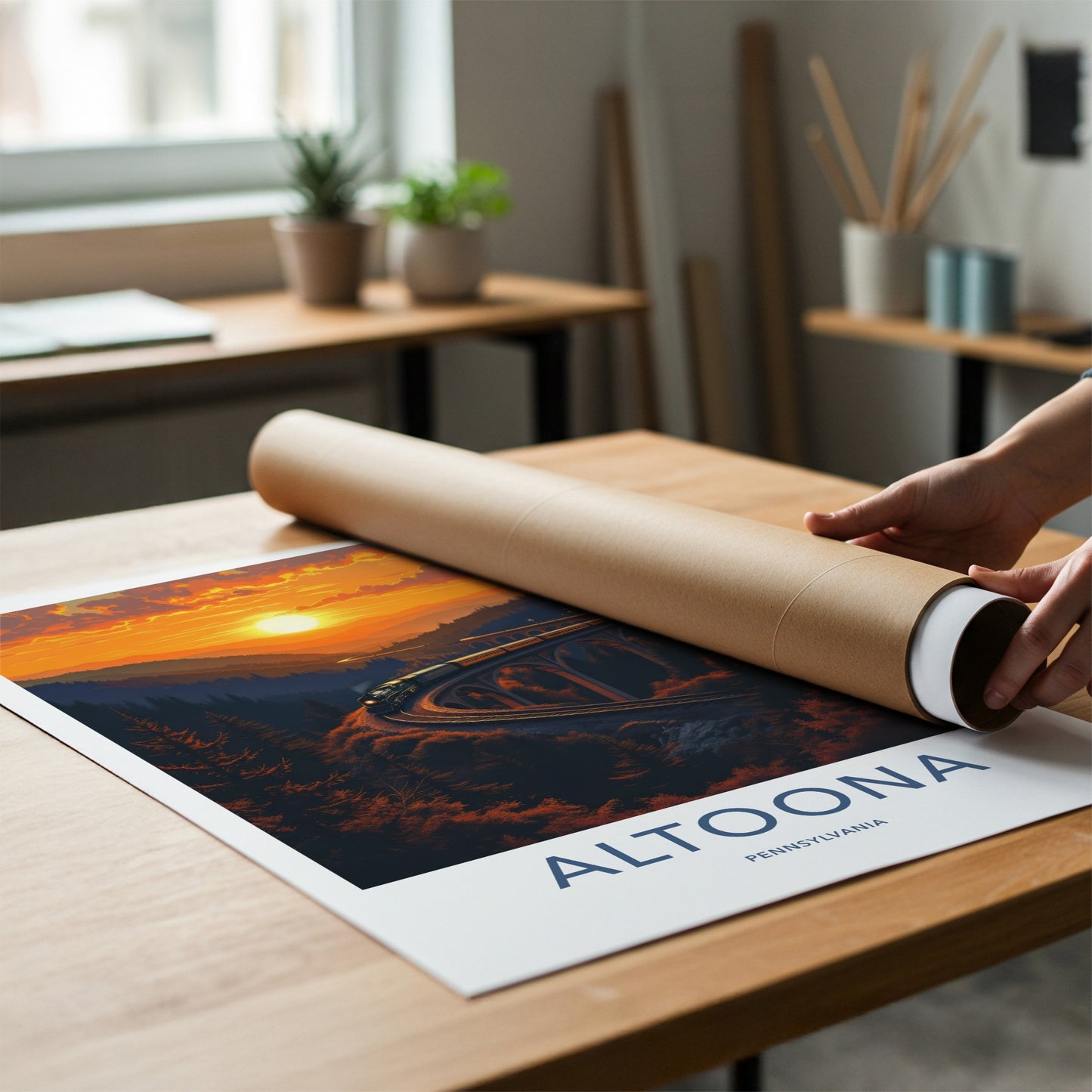 Altoona Poster - Pennsylvania Wall Art - Sunset Train Viaduct Home Decor