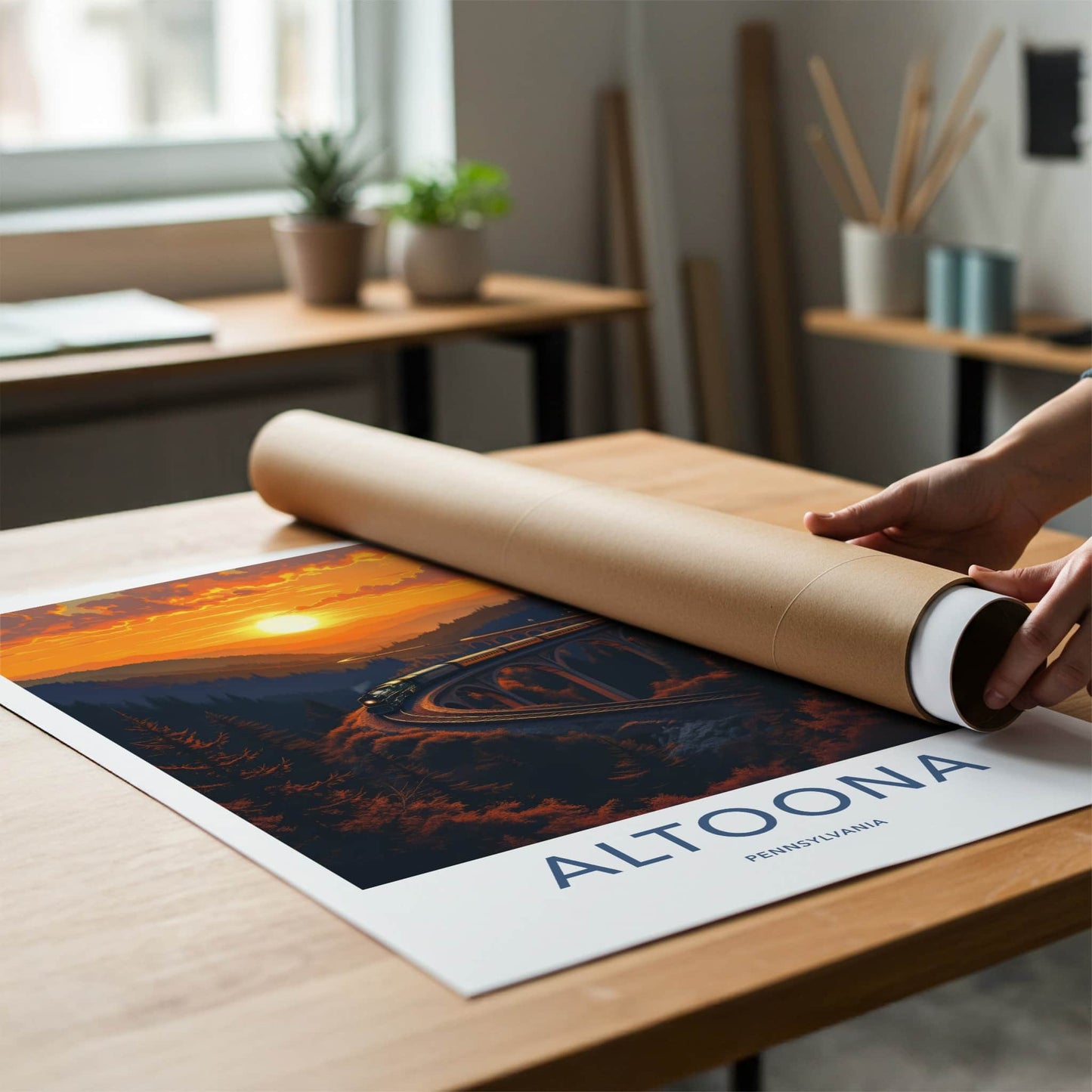 Altoona Poster - Pennsylvania Wall Art - Sunset Train Viaduct Home Decor