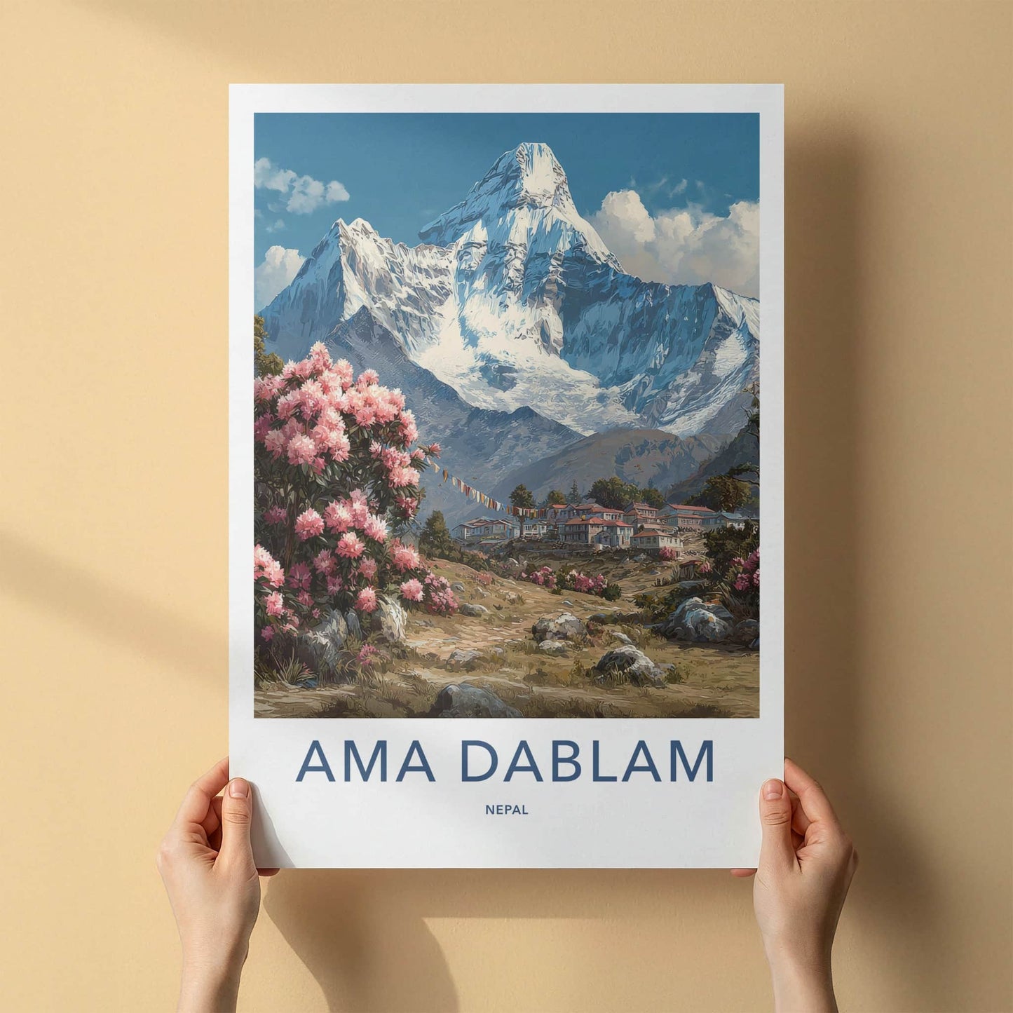 Ama Dablam Poster - Nepal Travel Art - Snow Capped Peak Home Decor