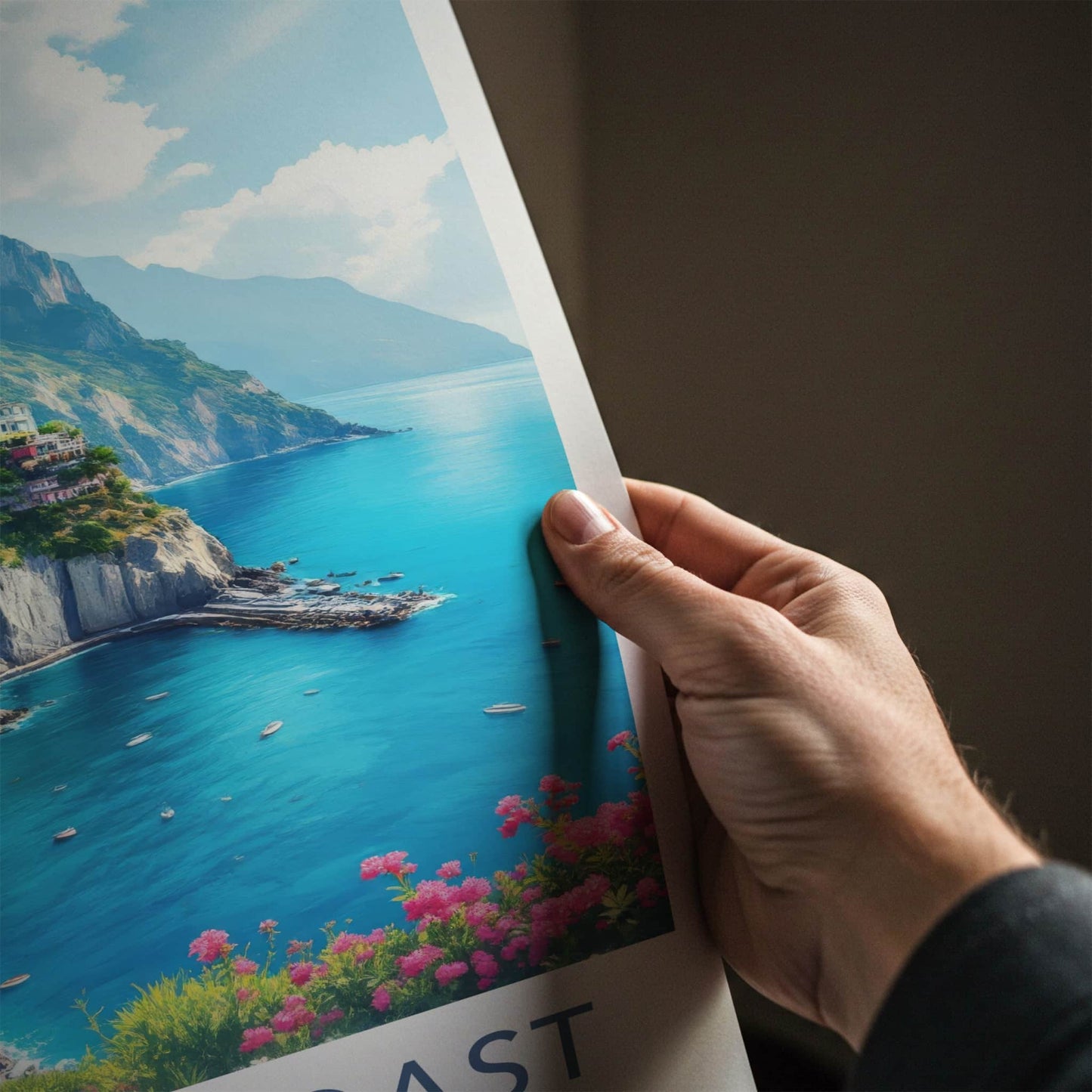 Amalfi Coast Poster - Italy Travel Art - Colorful Cliffside Town Home Decor