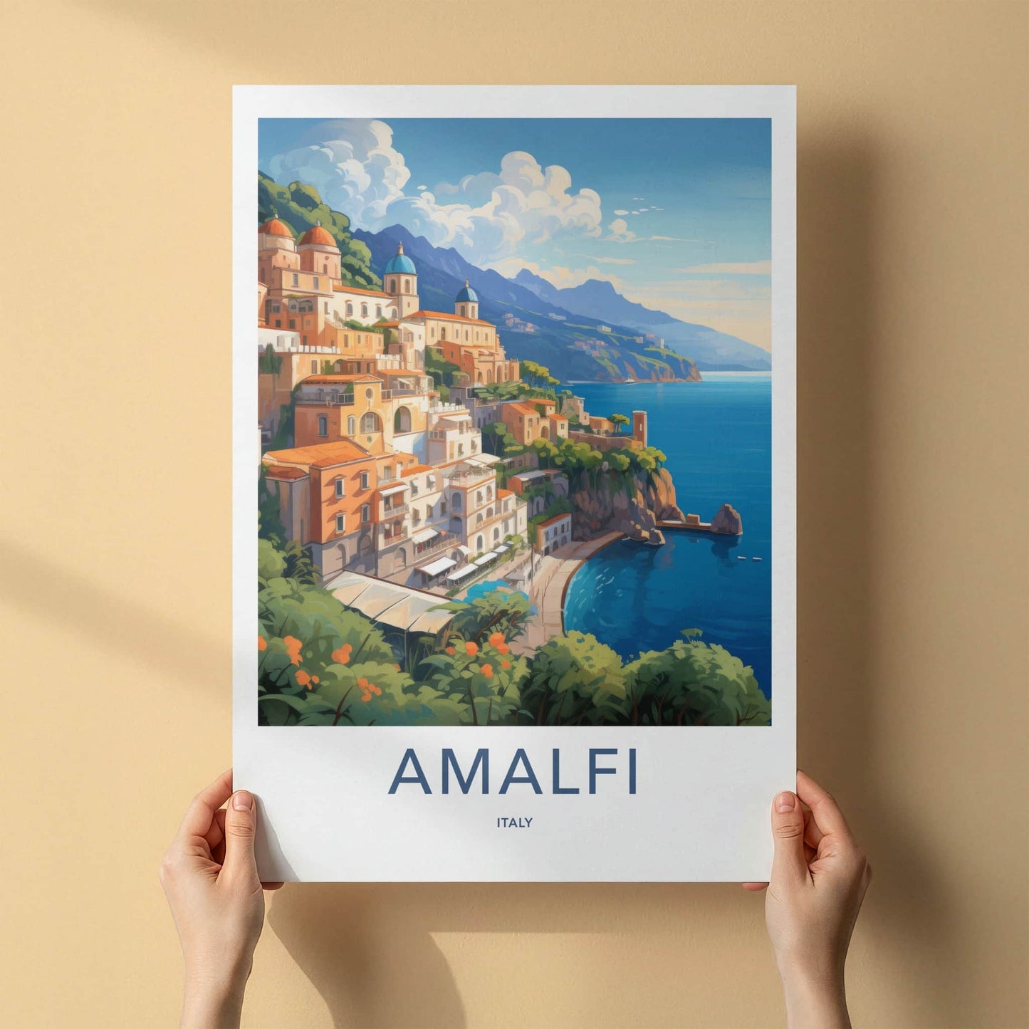 Amalfi Poster - Italy Travel Art - Coastal Cliffside Town Home Decor