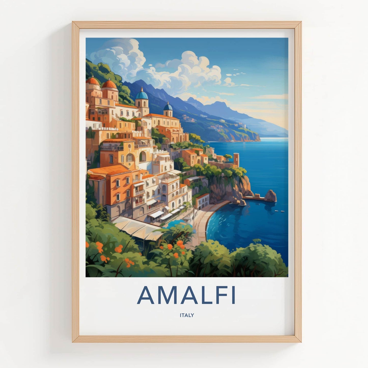 Amalfi Poster - Italy Travel Art - Coastal Cliffside Town Home Decor