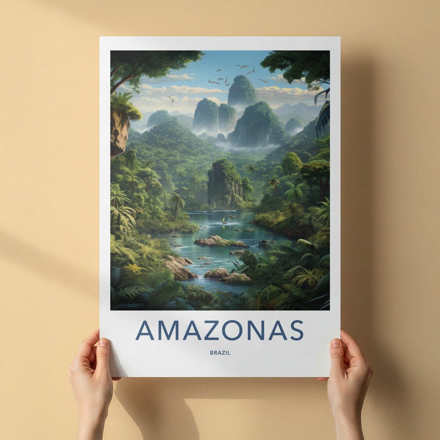 AMAZONAS Poster - BRAZIL Travel Art - Lush Jungle River Home Decor