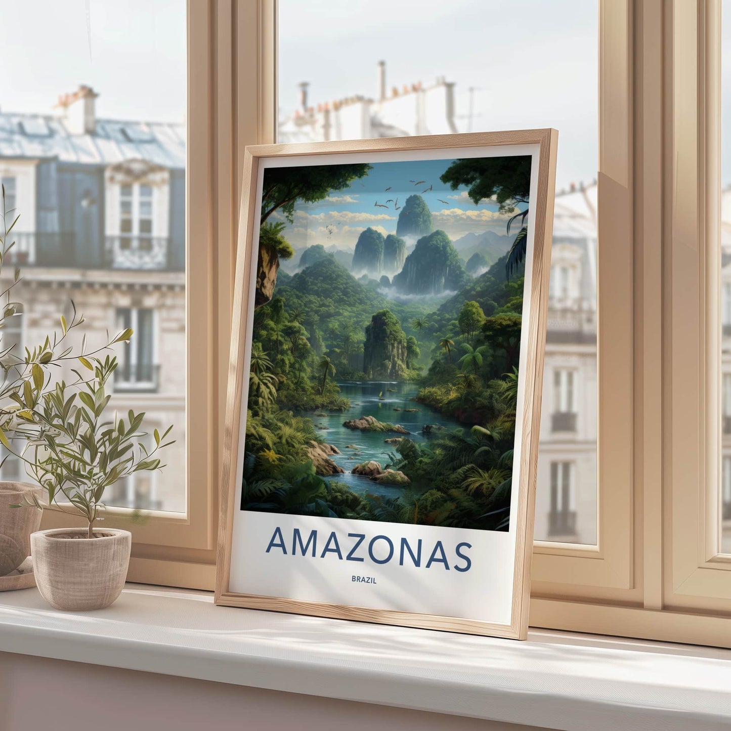 AMAZONAS Poster - BRAZIL Travel Art - Lush Jungle River Home Decor