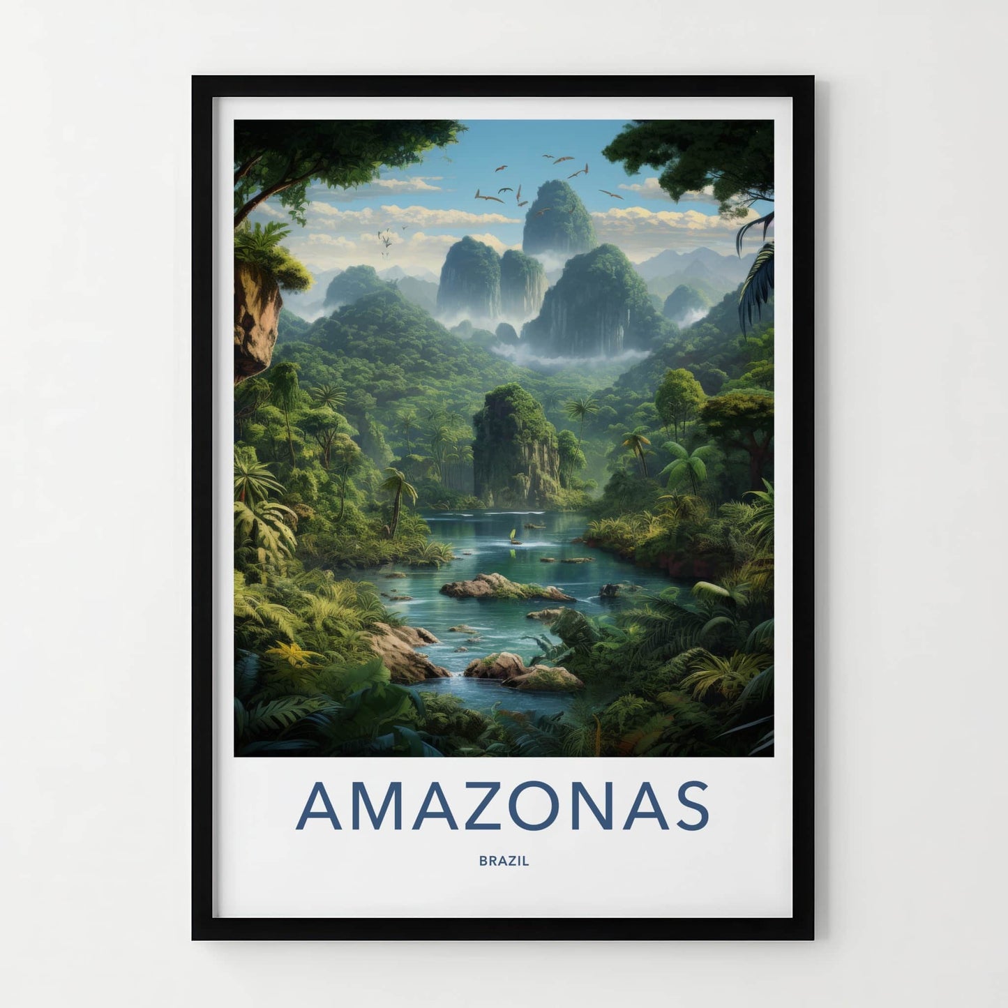 AMAZONAS Poster - BRAZIL Travel Art - Lush Jungle River Home Decor