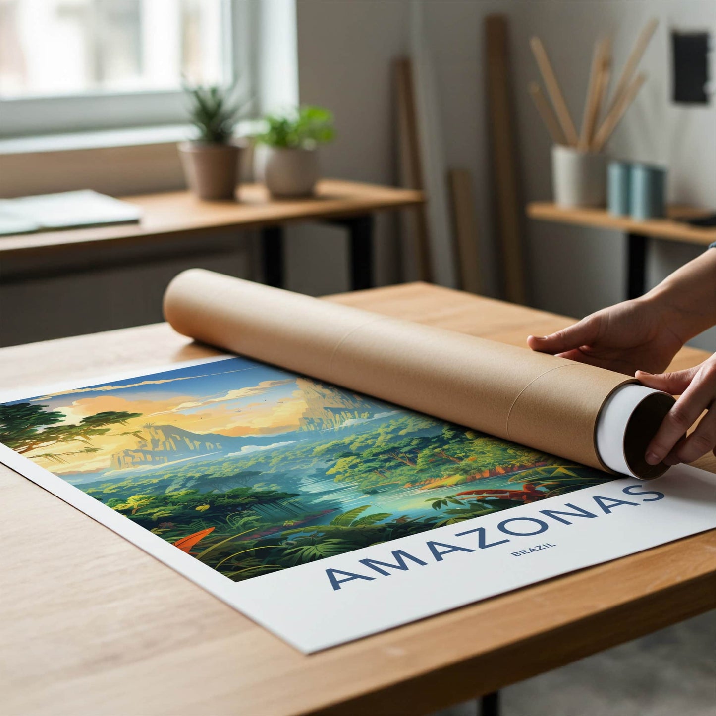 Amazonas Poster - Brazil Travel Art - Lush River Valley Home Decor