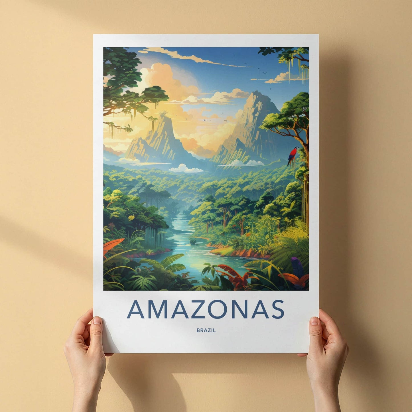 Amazonas Poster - Brazil Travel Art - Lush River Valley Home Decor