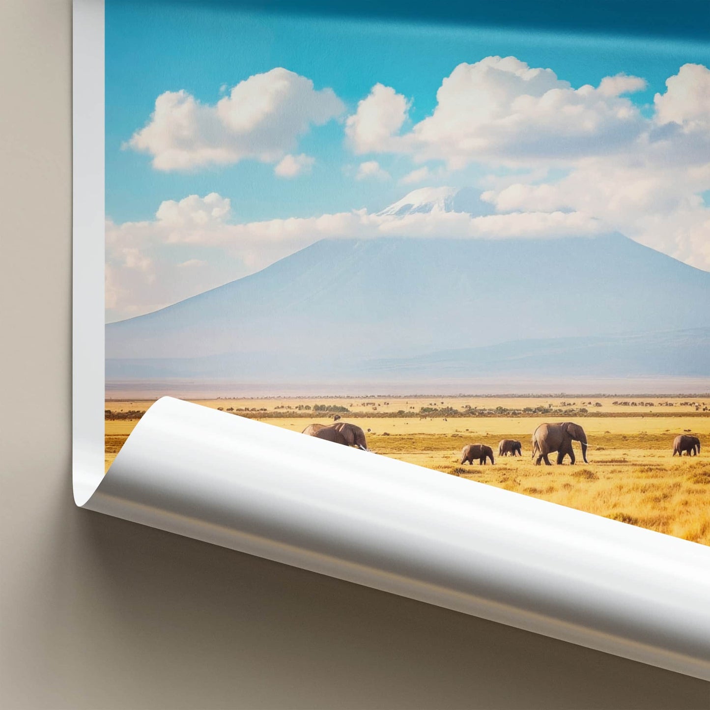 Amboseli National Park Poster - Kenya Wall Art - Elephants Mountain Savannah Gift