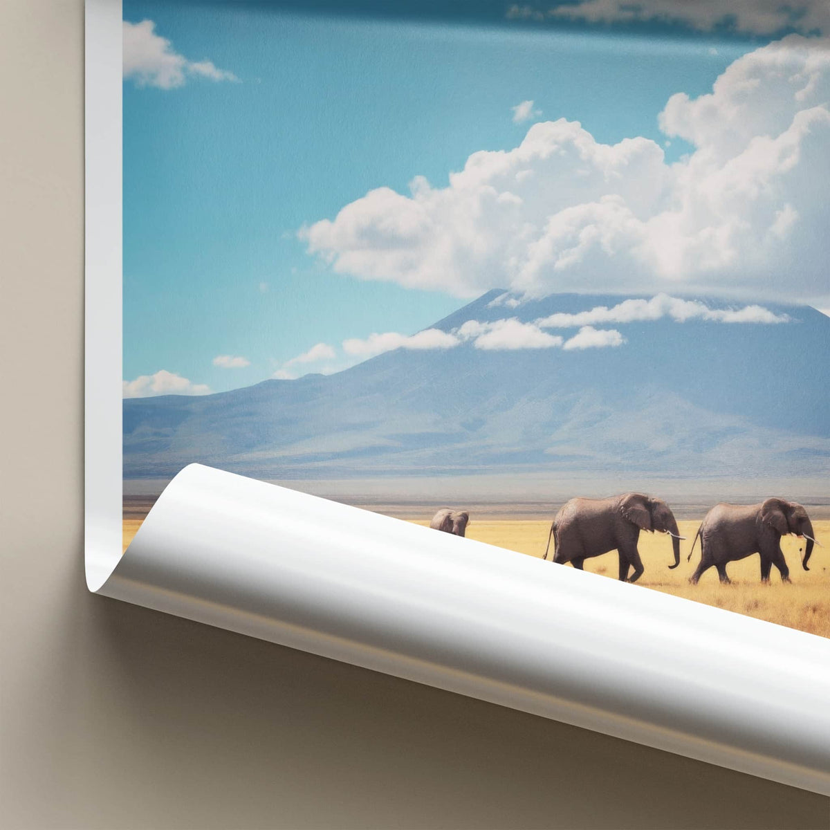Amboseli Poster - Kenya Travel Art - Elephants Mount Kilimanjaro Home Decor