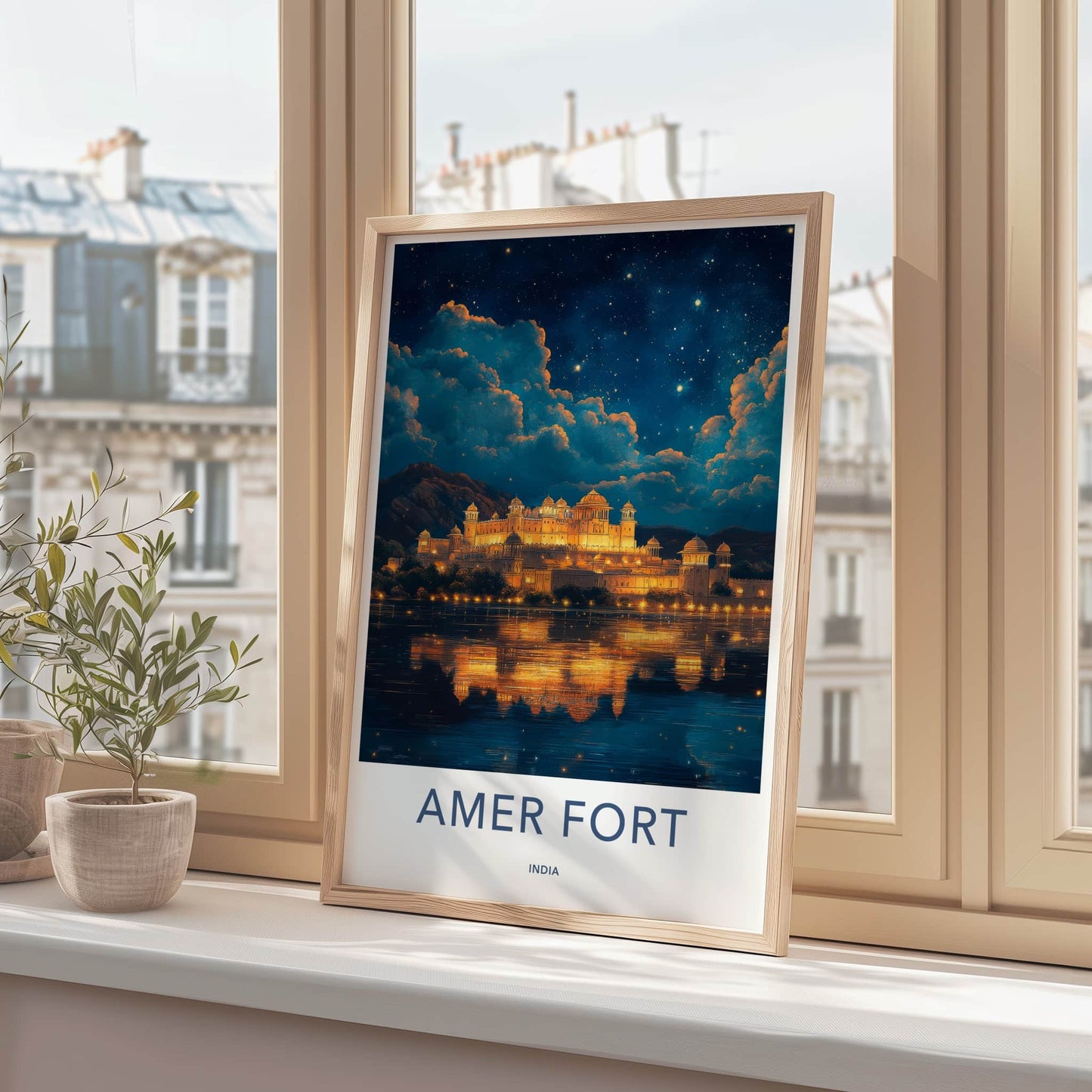 Amer Fort Poster - India Framed Print - Rajasthan Illuminated Palace Framed Decor