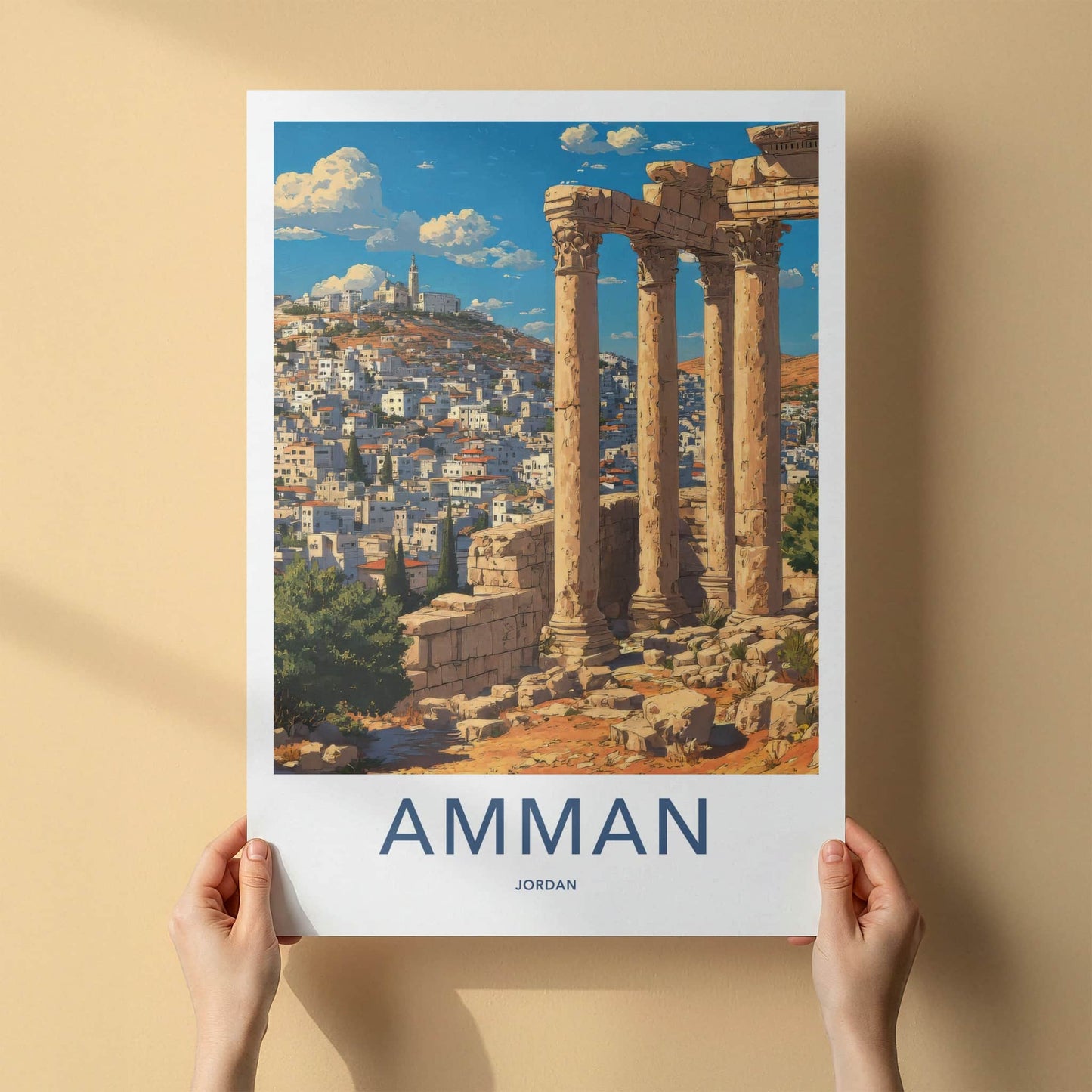 Amman Poster - Jordan Travel Art - Ancient Roman Columns Gallery Art