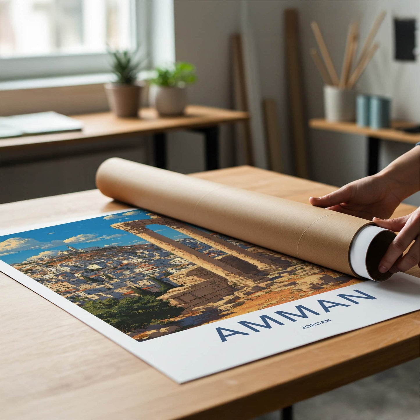 Amman Poster - Jordan Travel Art - Ancient Roman Columns Gallery Art