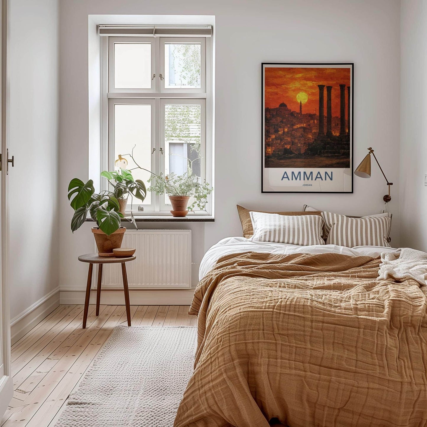 Amman Poster - Jordan Travel Art - Columns city sunset Wall Decor