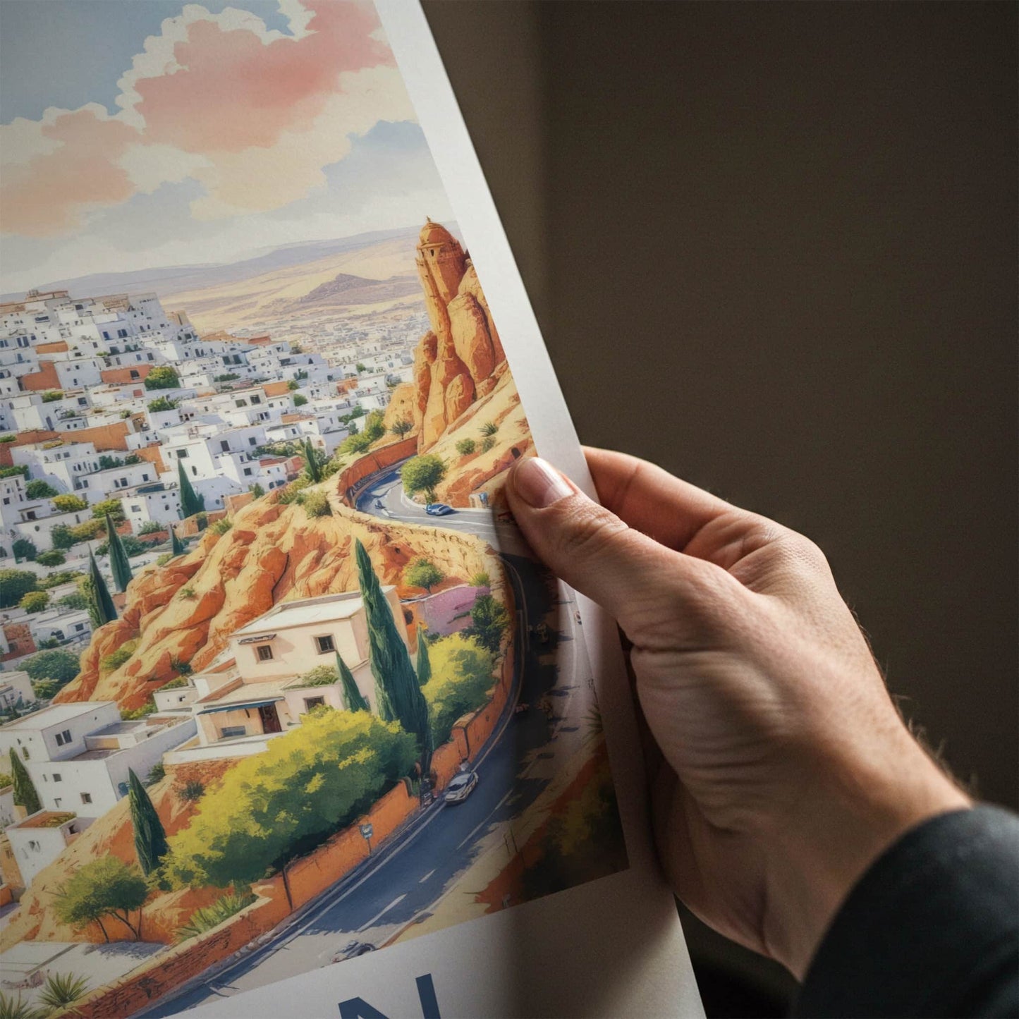 Amman Poster - Jordan Travel Art - White Buildings Hill Home Decor