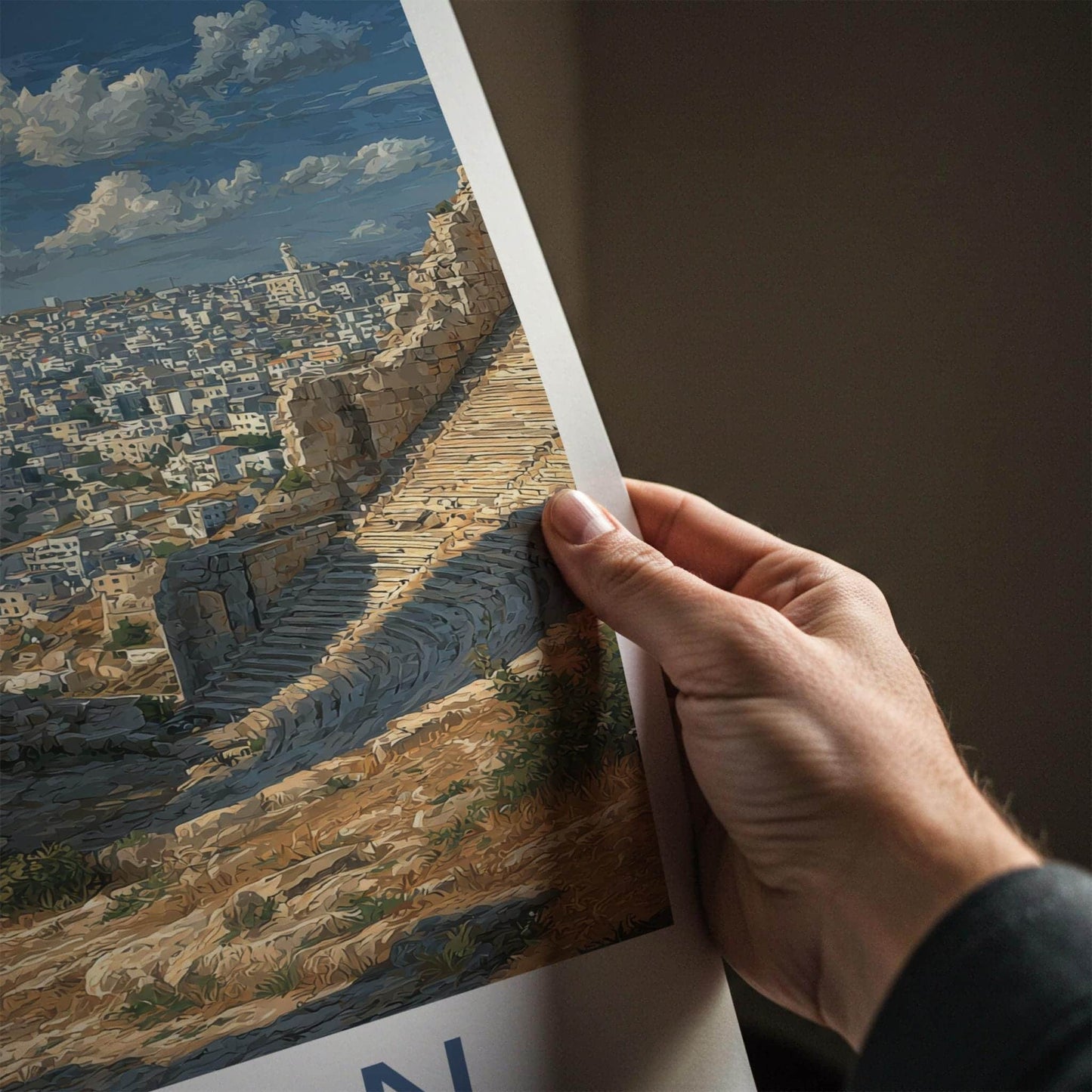 Amman Poster - Jordan Travel Illustration - Ancient city vista Home Decor