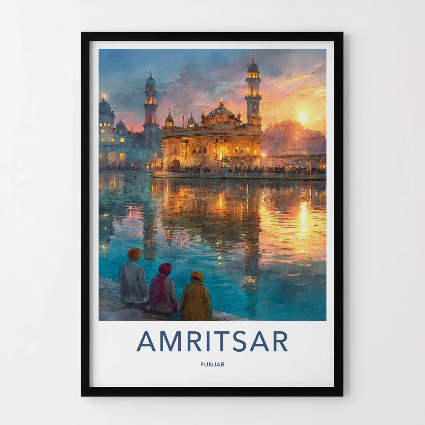 Amritsar Poster - India Golden Temple Sunset Travel Art Home Decor