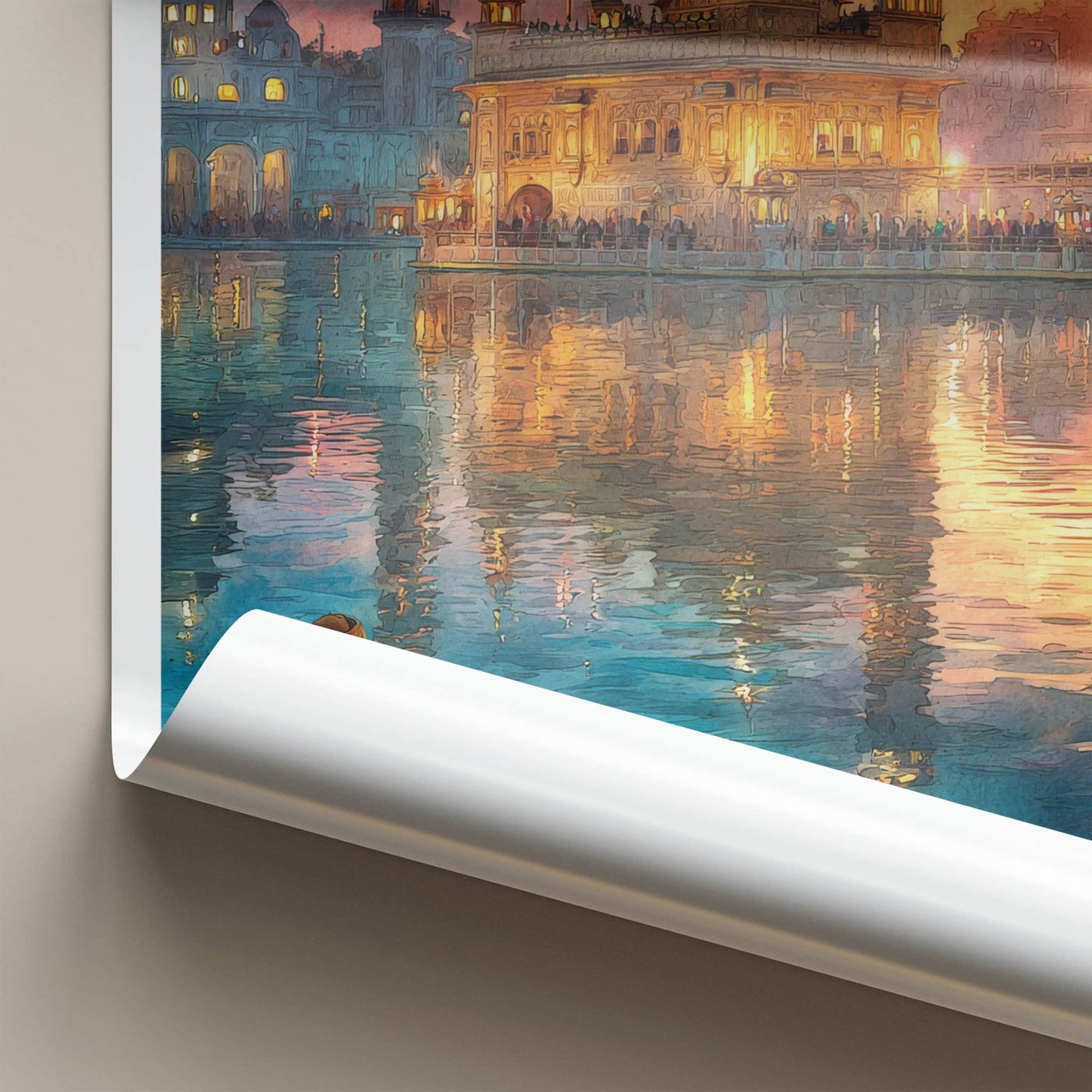 Amritsar Poster - India Golden Temple Sunset Travel Art Home Decor