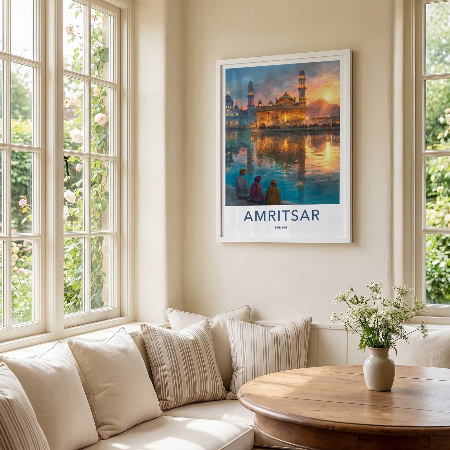 Amritsar Poster - India Golden Temple Sunset Travel Art Home Decor