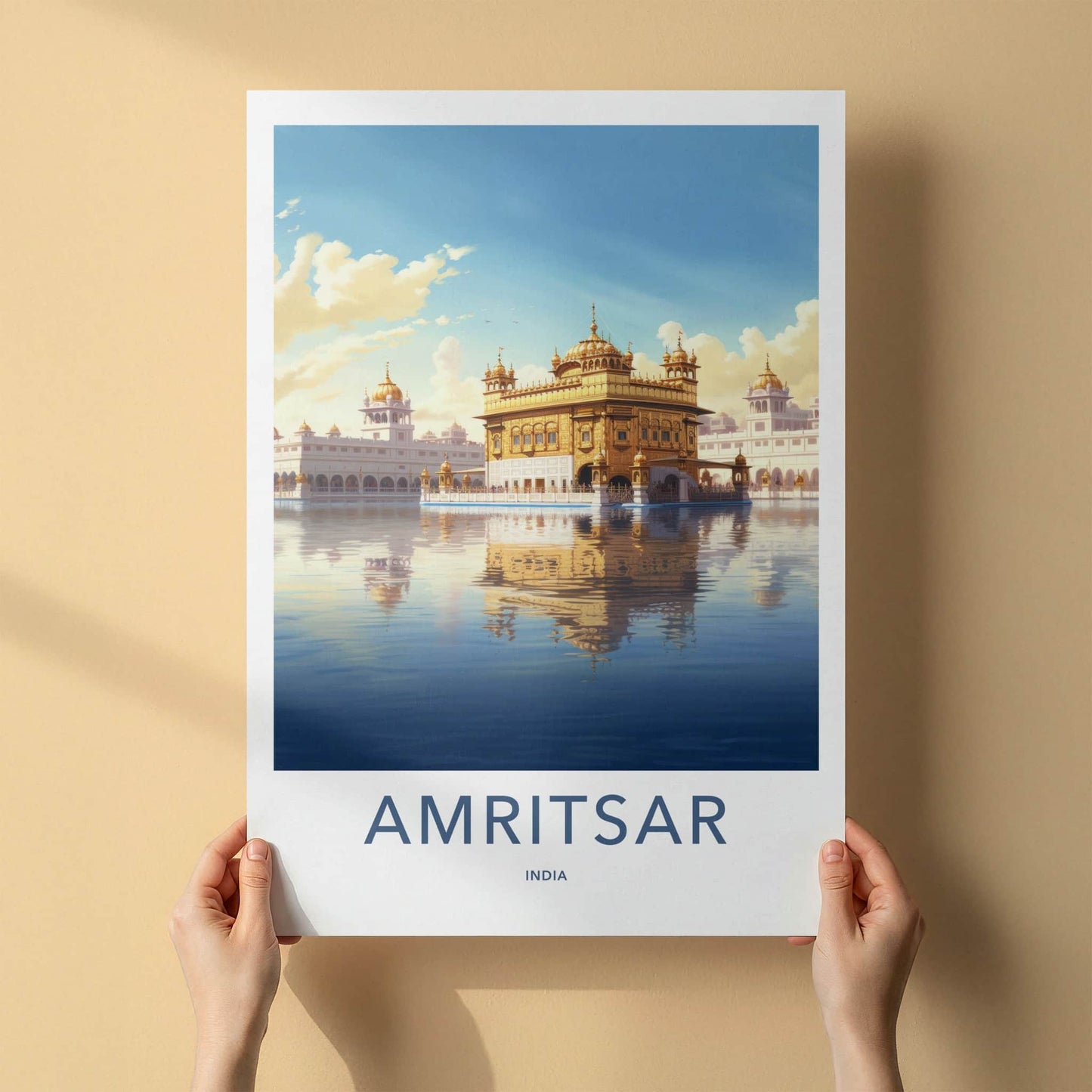 Amritsar Poster - India Travel Art - Punjab Sacred Golden Temple Wall Decor