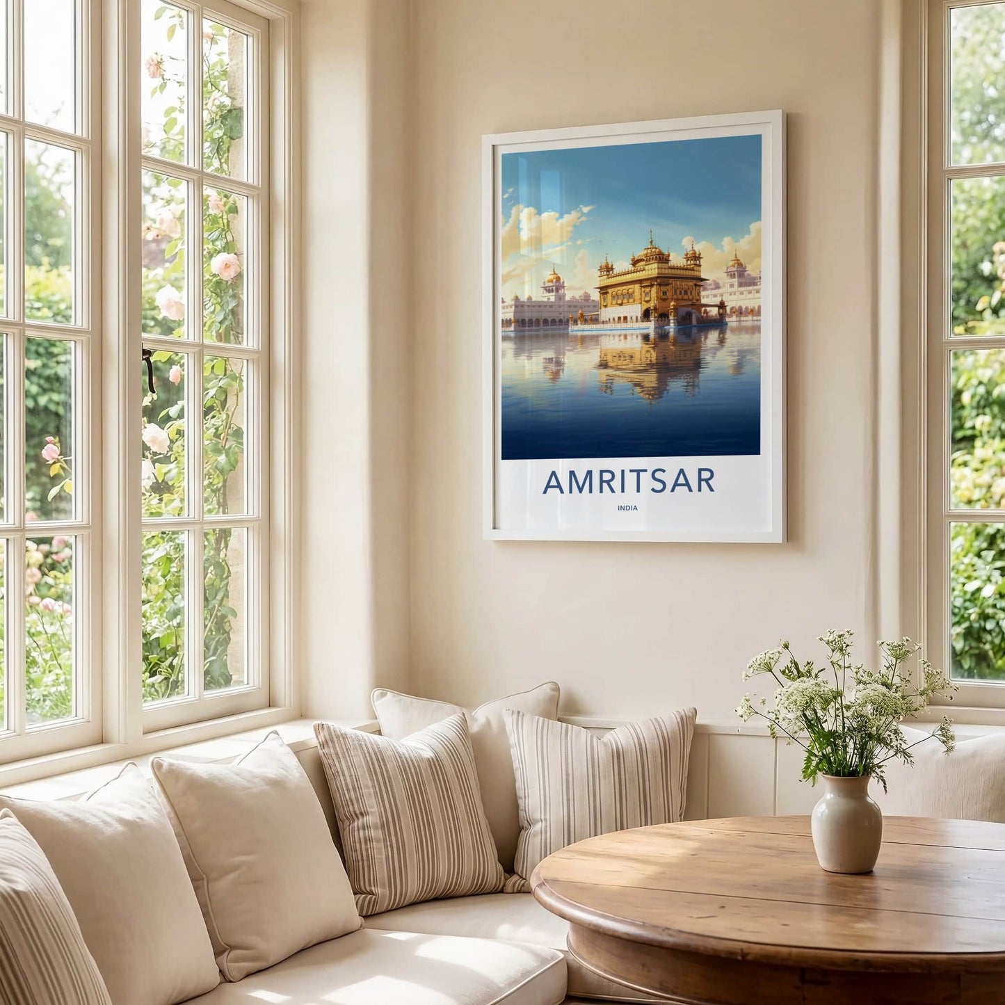 Amritsar Poster - India Travel Art - Punjab Sacred Golden Temple Wall Decor