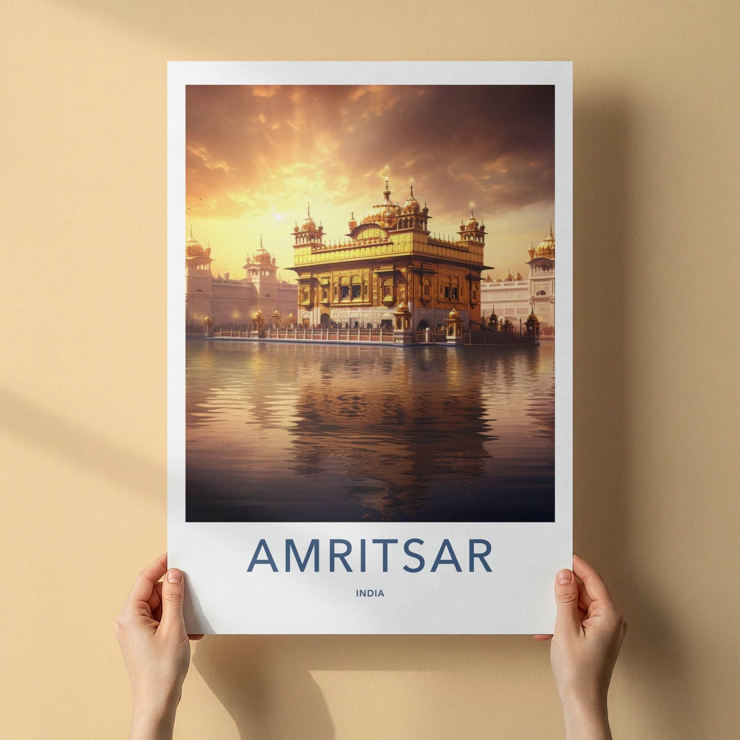 Amritsar Poster - India Wall Art - Punjab Sacred Golden Temple Home Decor