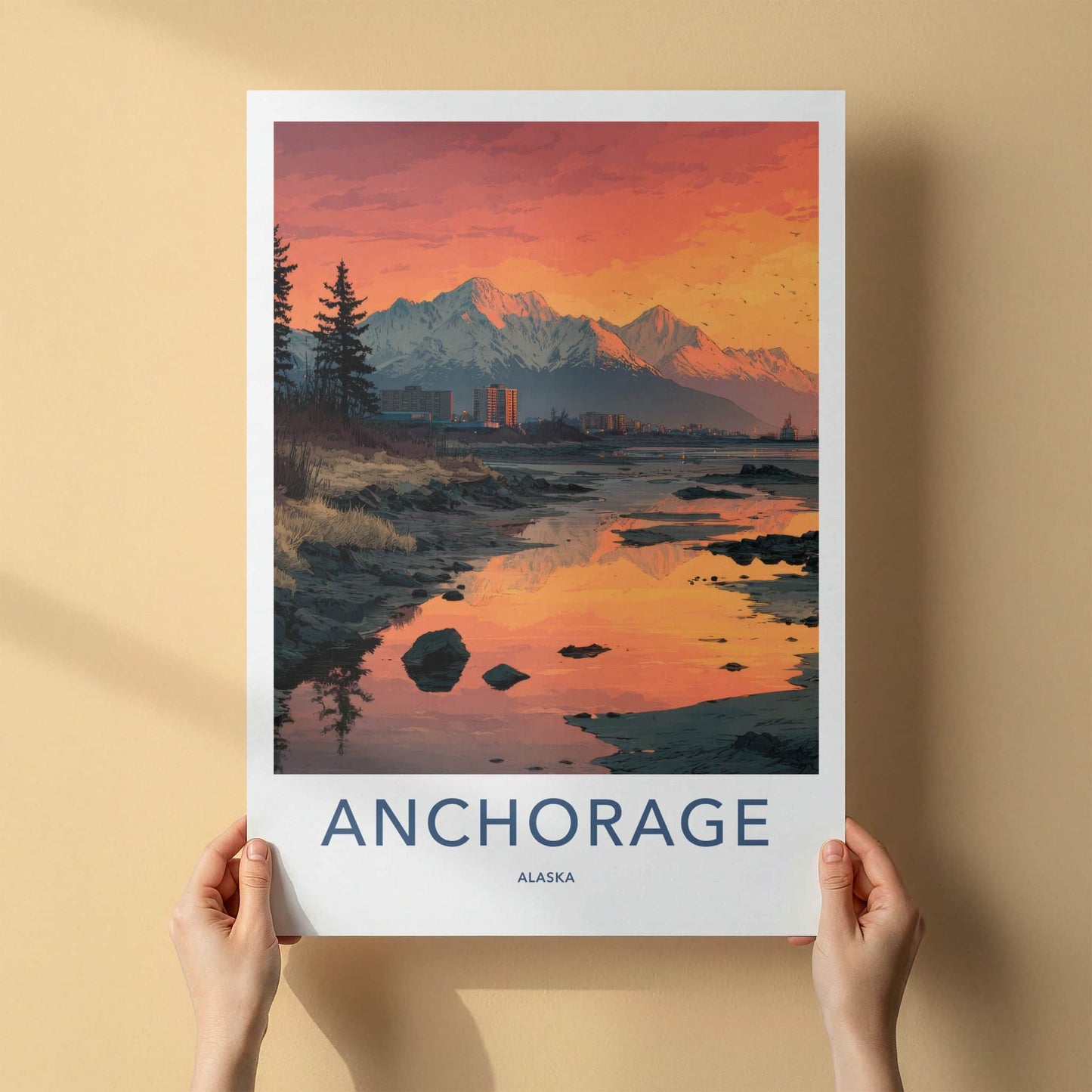 Anchorage Poster - Alaska Art Print - Alaskan Mountain Sunset Home Decor