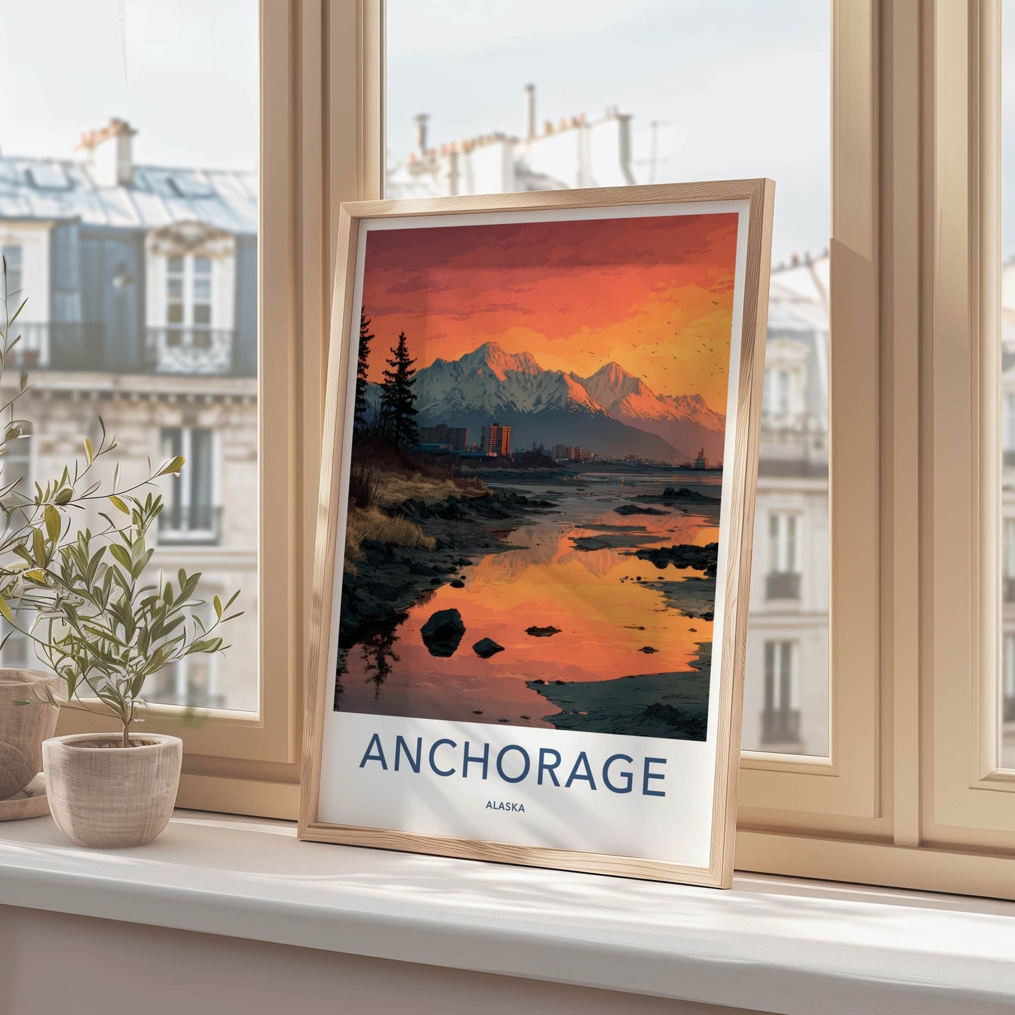 Anchorage Poster - Alaska Art Print - Alaskan Mountain Sunset Home Decor