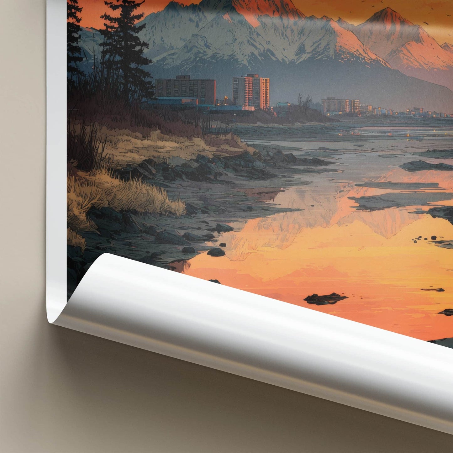 Anchorage Poster - Alaska Art Print - Alaskan Mountain Sunset Home Decor