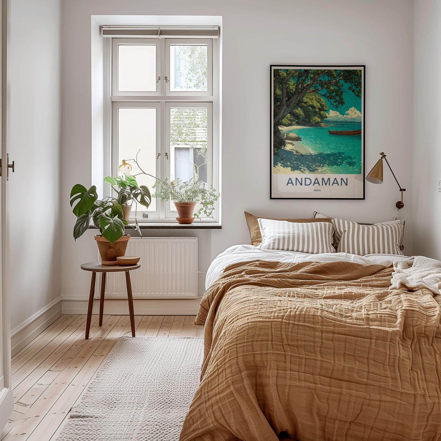 Andaman Poster - India Travel Illustration - Turquoise Waters Boat Home Decor