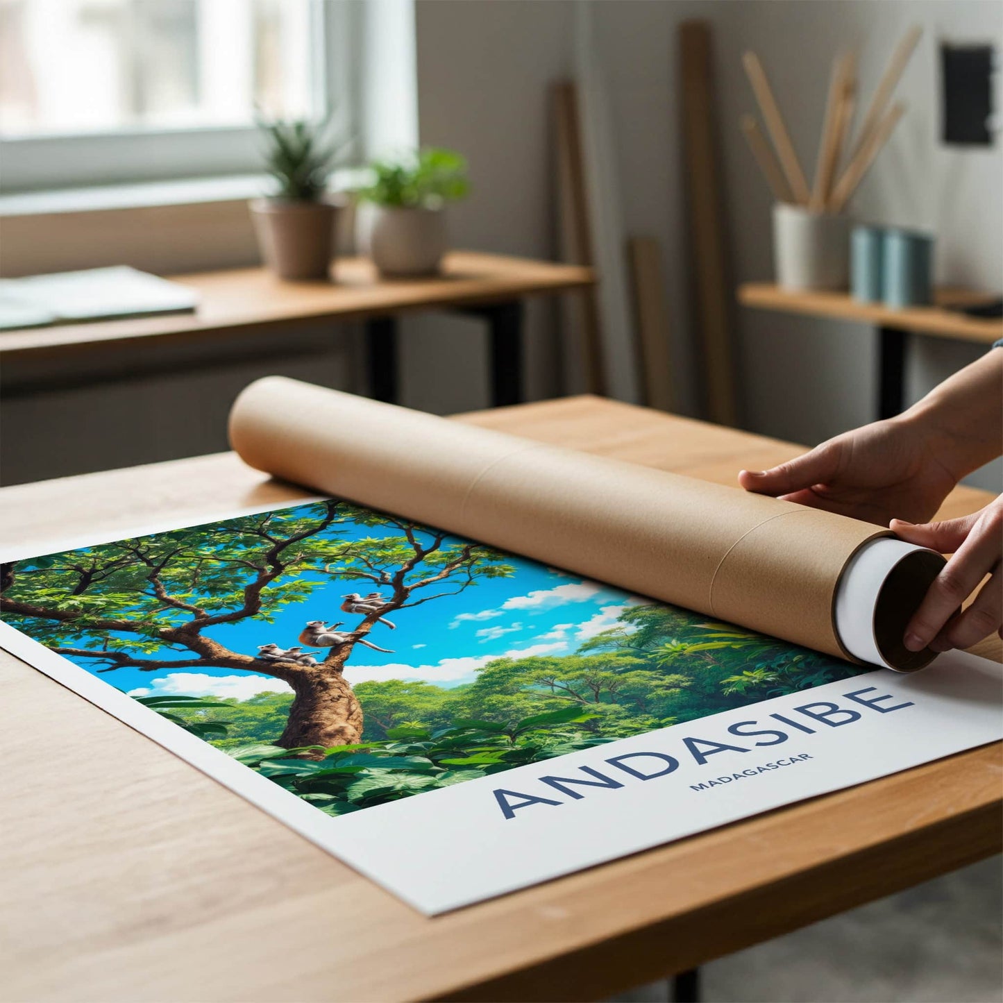 Andasibe Poster - Madagascar Travel Art - Monkeys Tropical Canopy Wall Decor