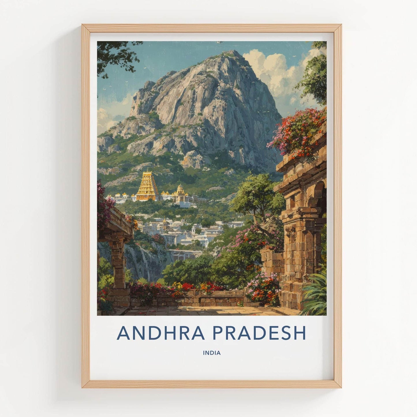 Andhra Pradesh Poster - India Travel Illustration - Golden Temple Vista Home Decor