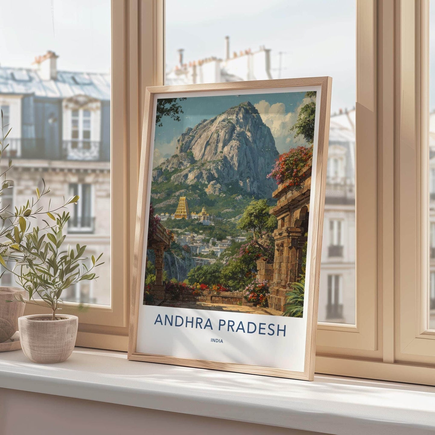 Andhra Pradesh Poster - India Travel Illustration - Golden Temple Vista Home Decor