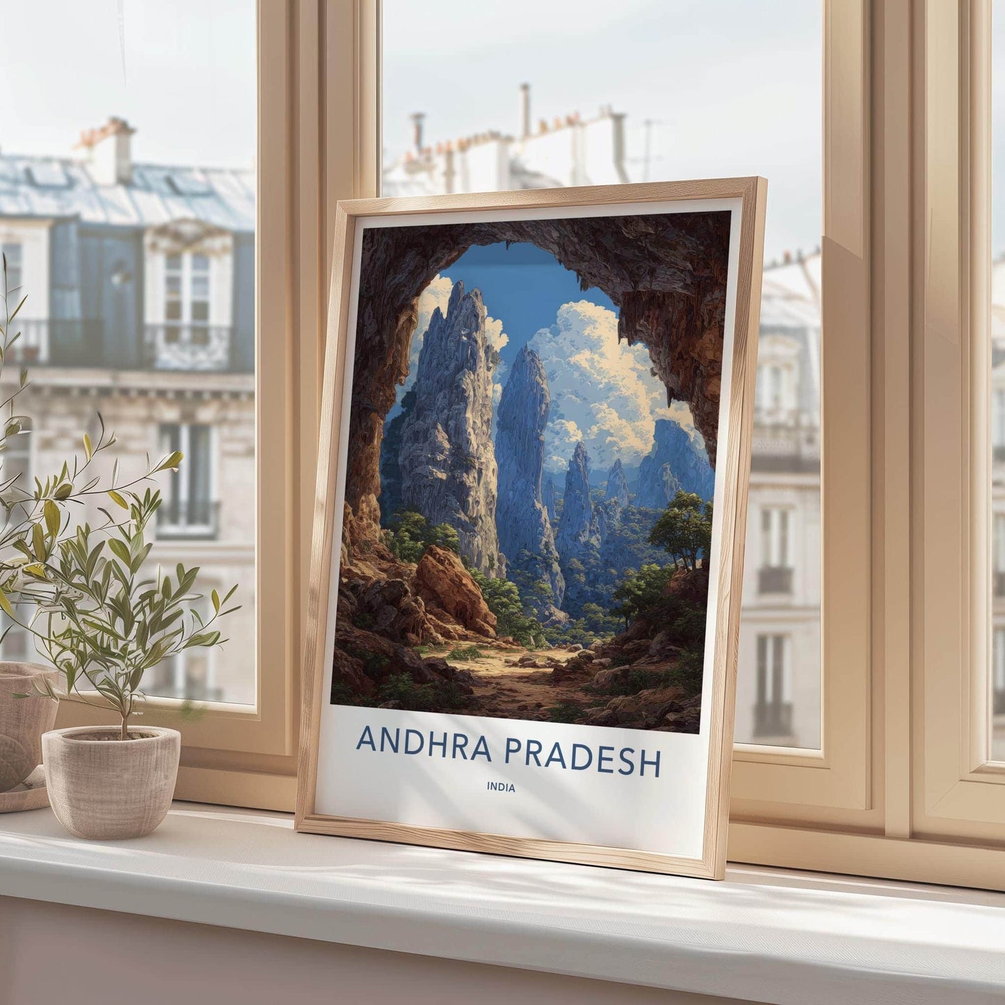 Andhra Pradesh Poster - India Travel Illustration - Towering Peak Vista Gallery Art