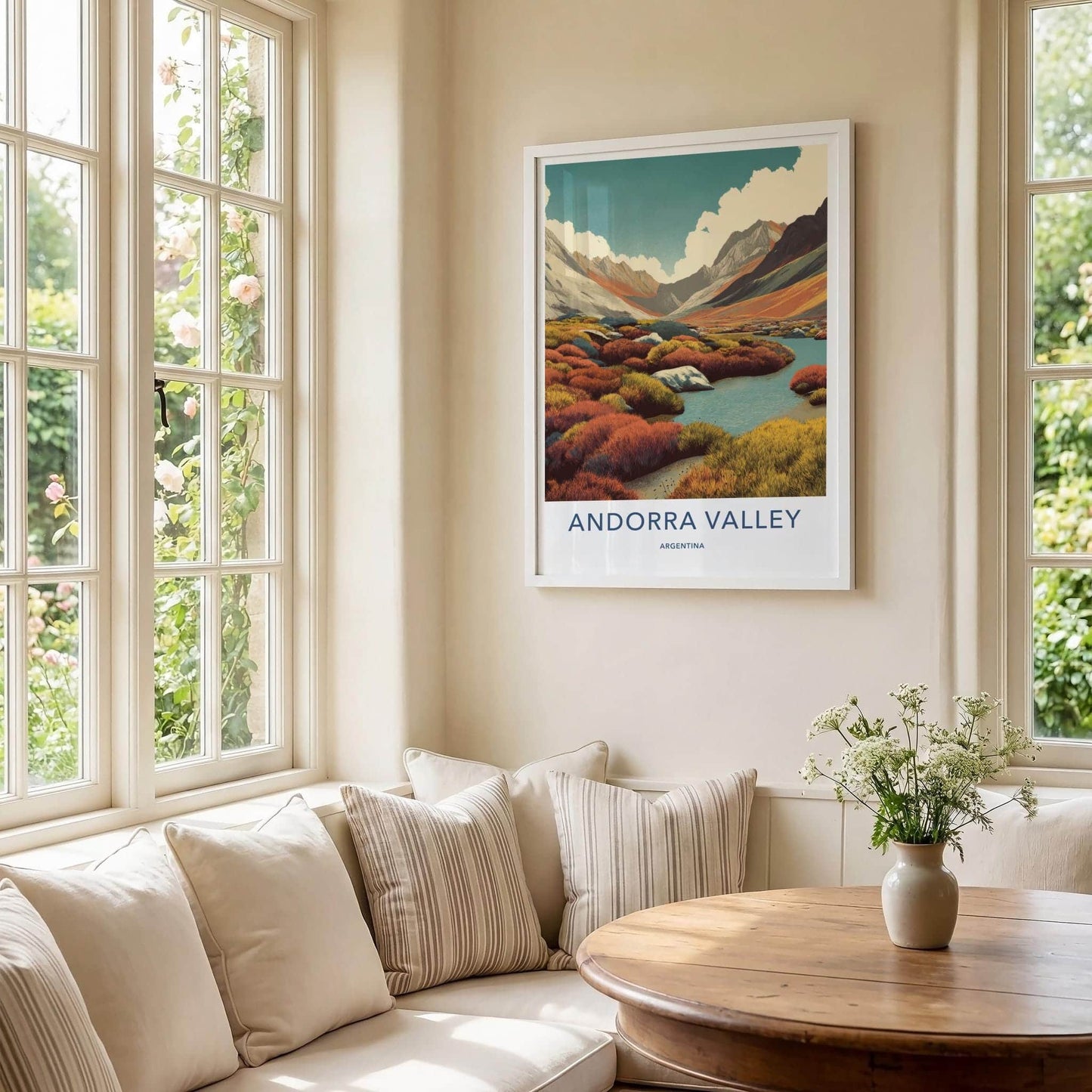 Andorra Valley Poster - Argentina Wall Art - Vibrant Valley Scene Wall Decor