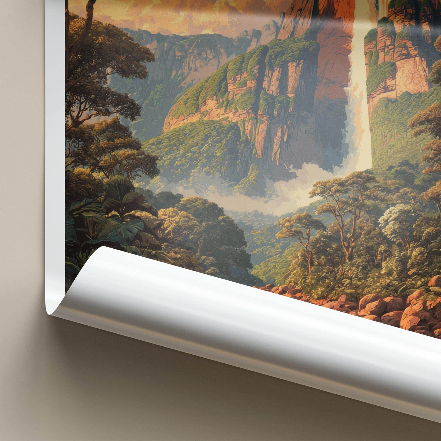 Angel Falls Poster - Venezuela Art Print - Cascading Jungle Falls Home Decor