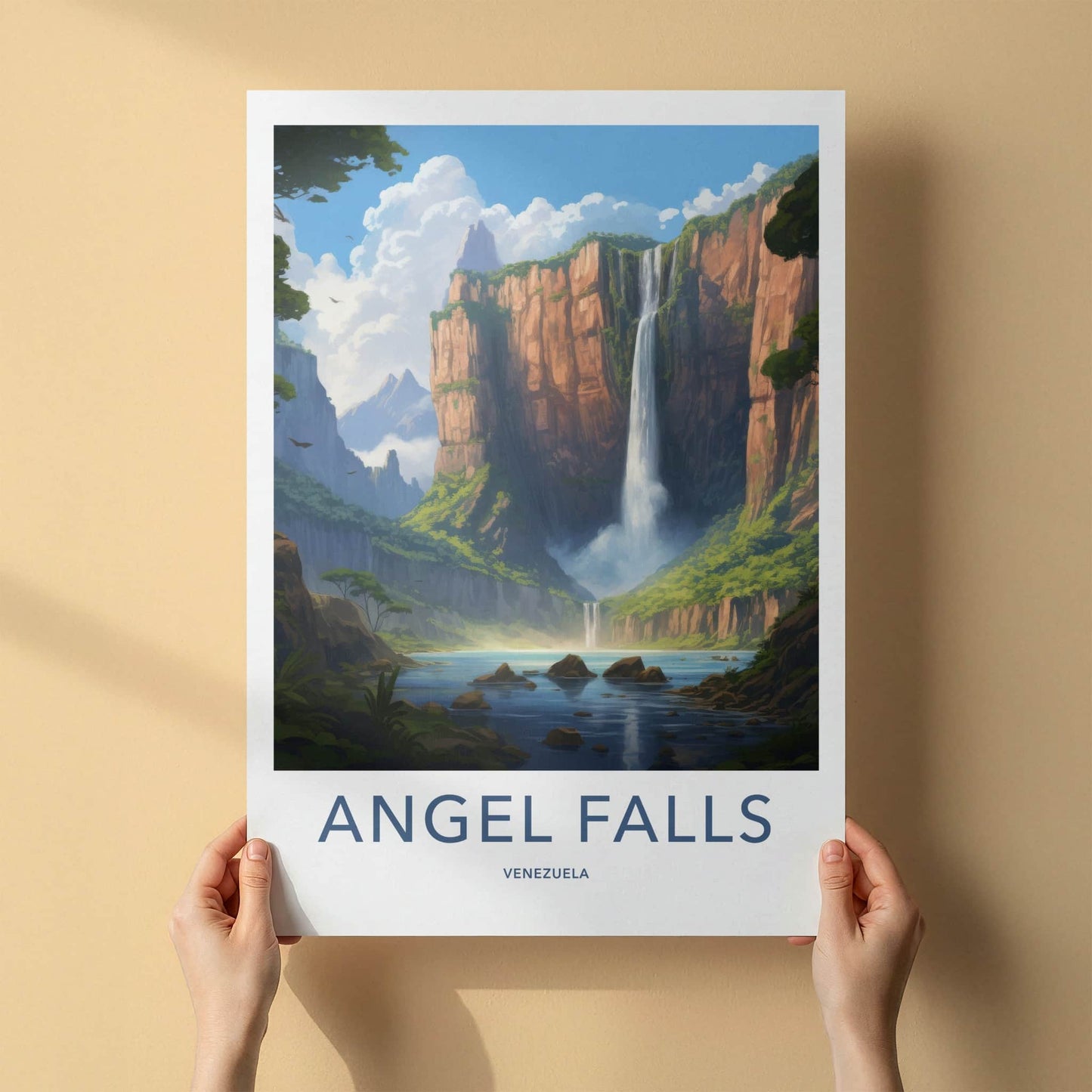 Angel Falls Poster - Venezuela Fine Art - Majestic Cliffs Waterfall Home Art