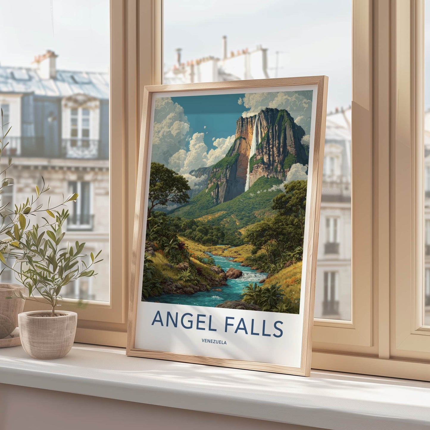 Angel Falls Poster - Venezuela Towering Waterfall - Art Print Home Decor