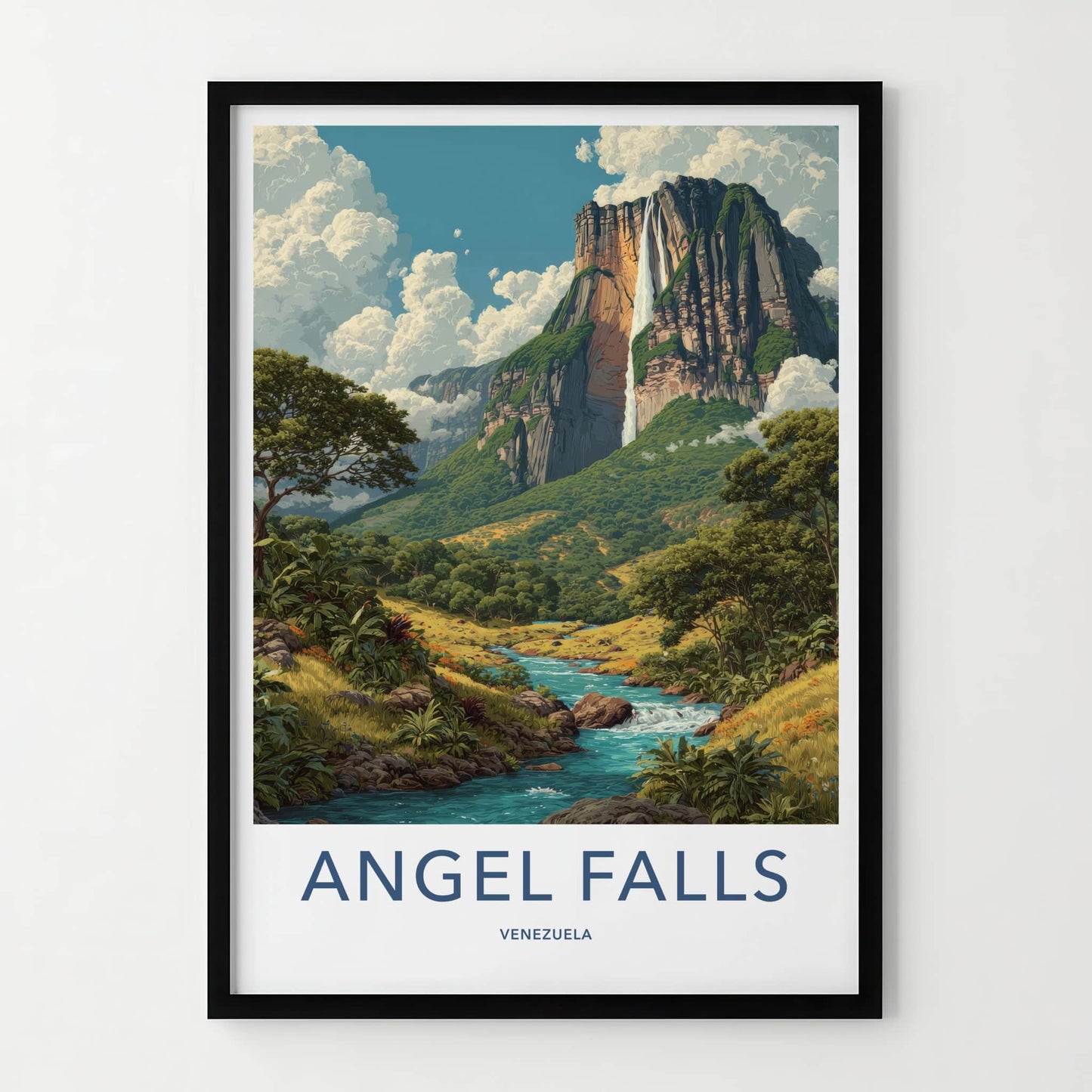 Angel Falls Poster - Venezuela Towering Waterfall - Art Print Home Decor