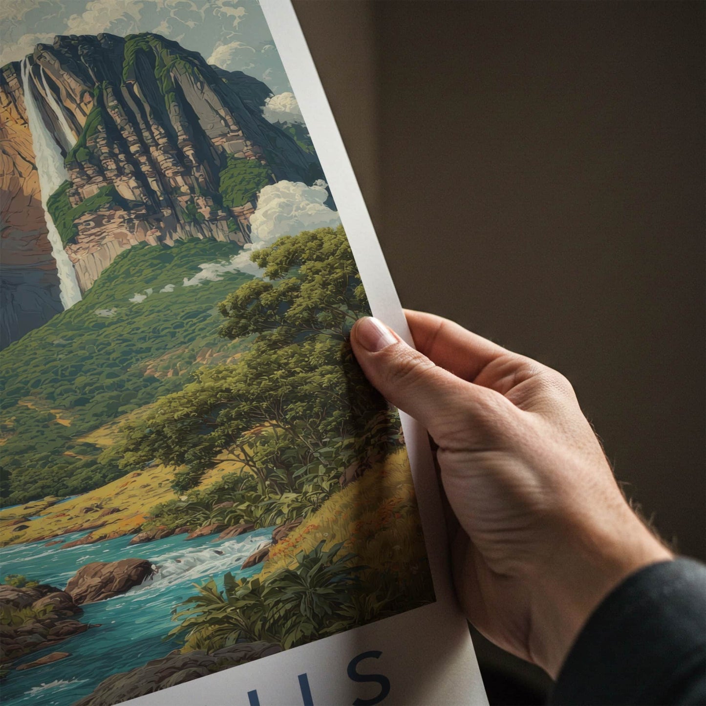 Angel Falls Poster - Venezuela Towering Waterfall - Art Print Home Decor
