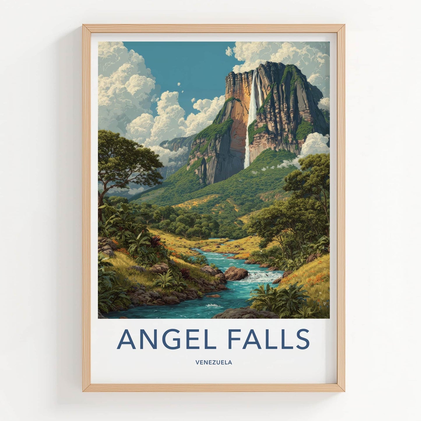 Angel Falls Poster - Venezuela Towering Waterfall - Art Print Home Decor