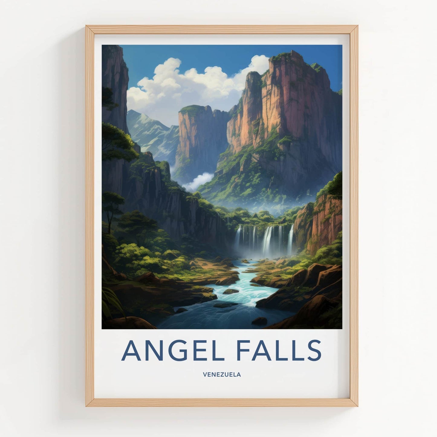 Angel Falls Poster - Venezuela Travel Art - Dramatic Waterfall Landscape Home Decor