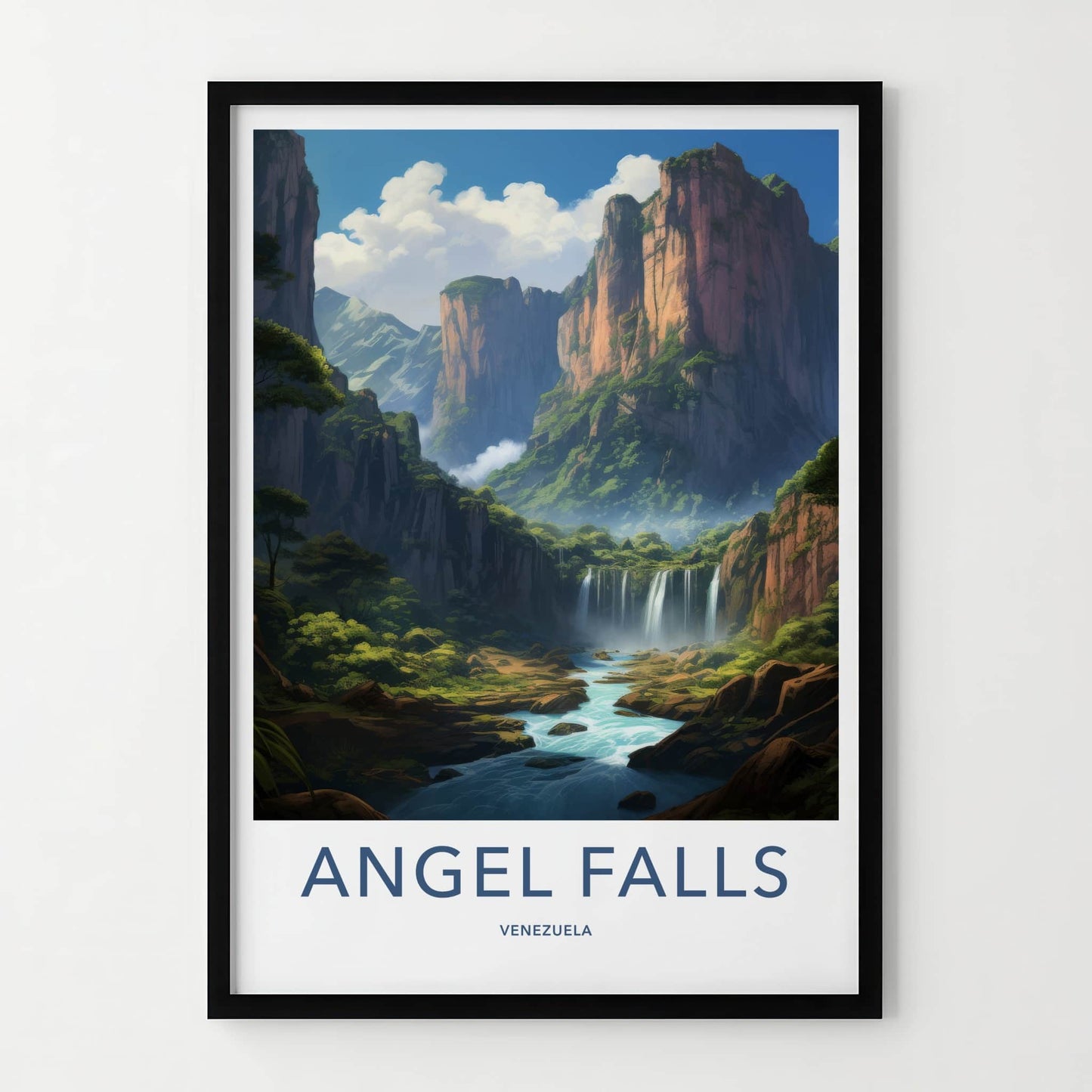 Angel Falls Poster - Venezuela Travel Art - Dramatic Waterfall Landscape Home Decor