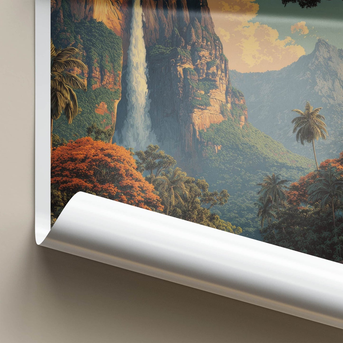 Angel Falls Poster - Venezuela Travel Art - Towering Cliff Waterfall Home Decor