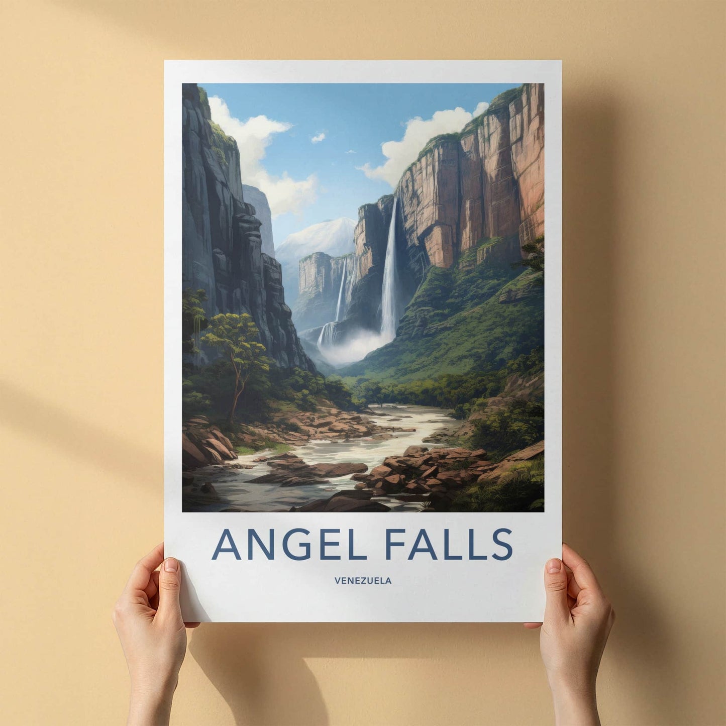 Angel Falls Poster - Venezuela Travel Art - Towering Cliffs Waterfalls Home Decor