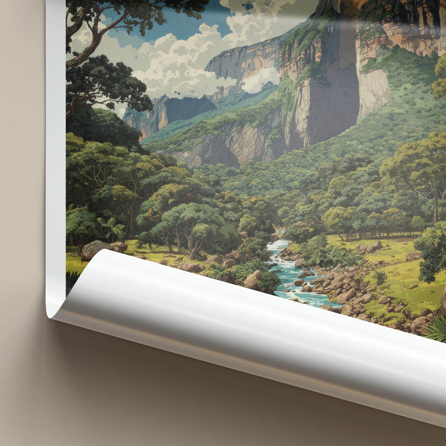 Angel Falls Poster - Venezuela Travel Illustration - Towering Falls Vista Wall Decor