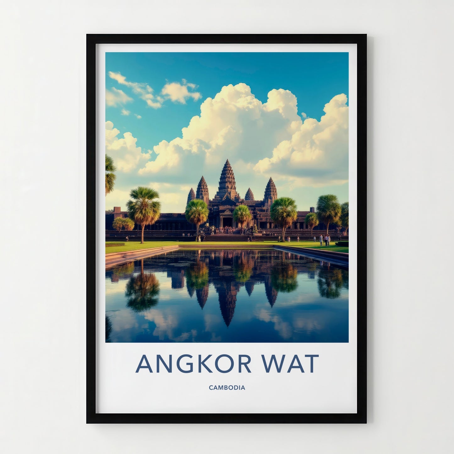 Angkor Wat Poster - Cambodia Travel Art - Ancient Temple Reflection Home Decor